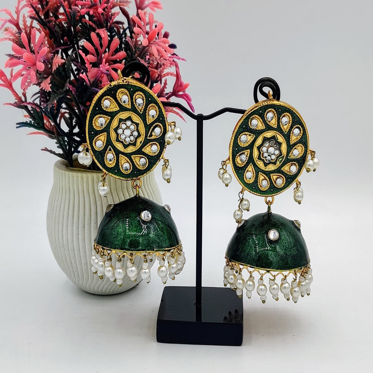 Green MeenaKari Jhumka(ES103)