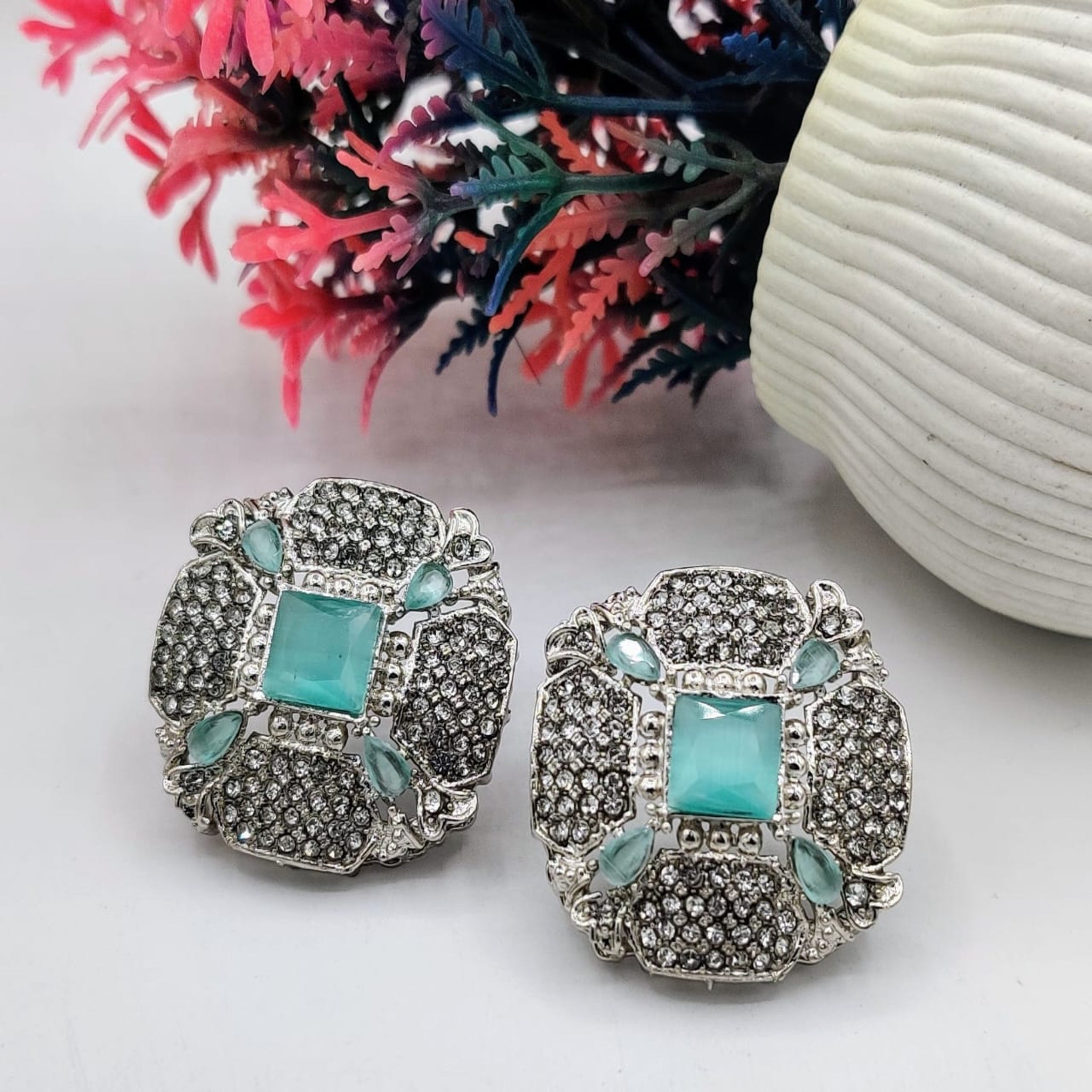 Silver Zirconos Ear Tops (FSE92)