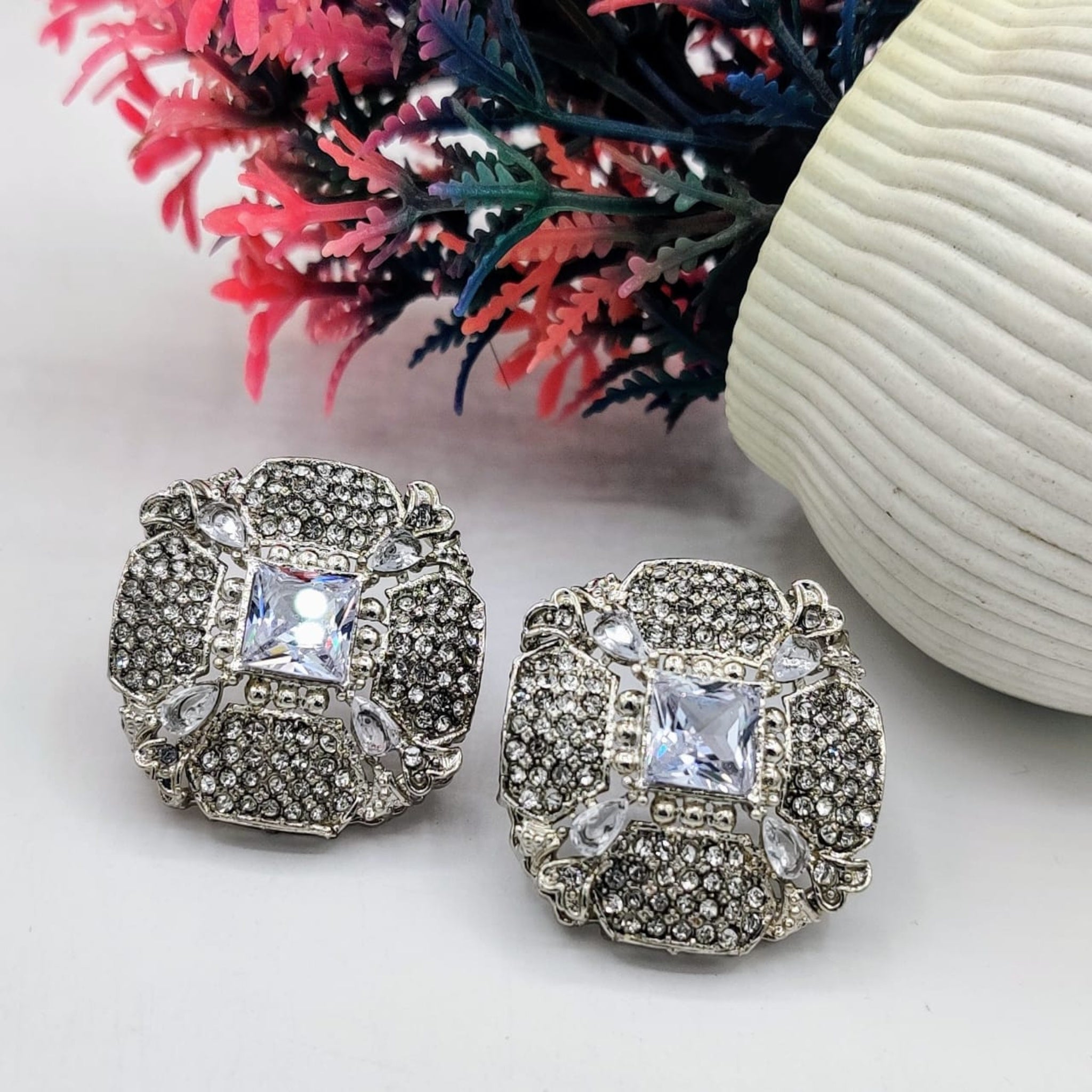 Silver Zirconos Ear Tops (FSE92)