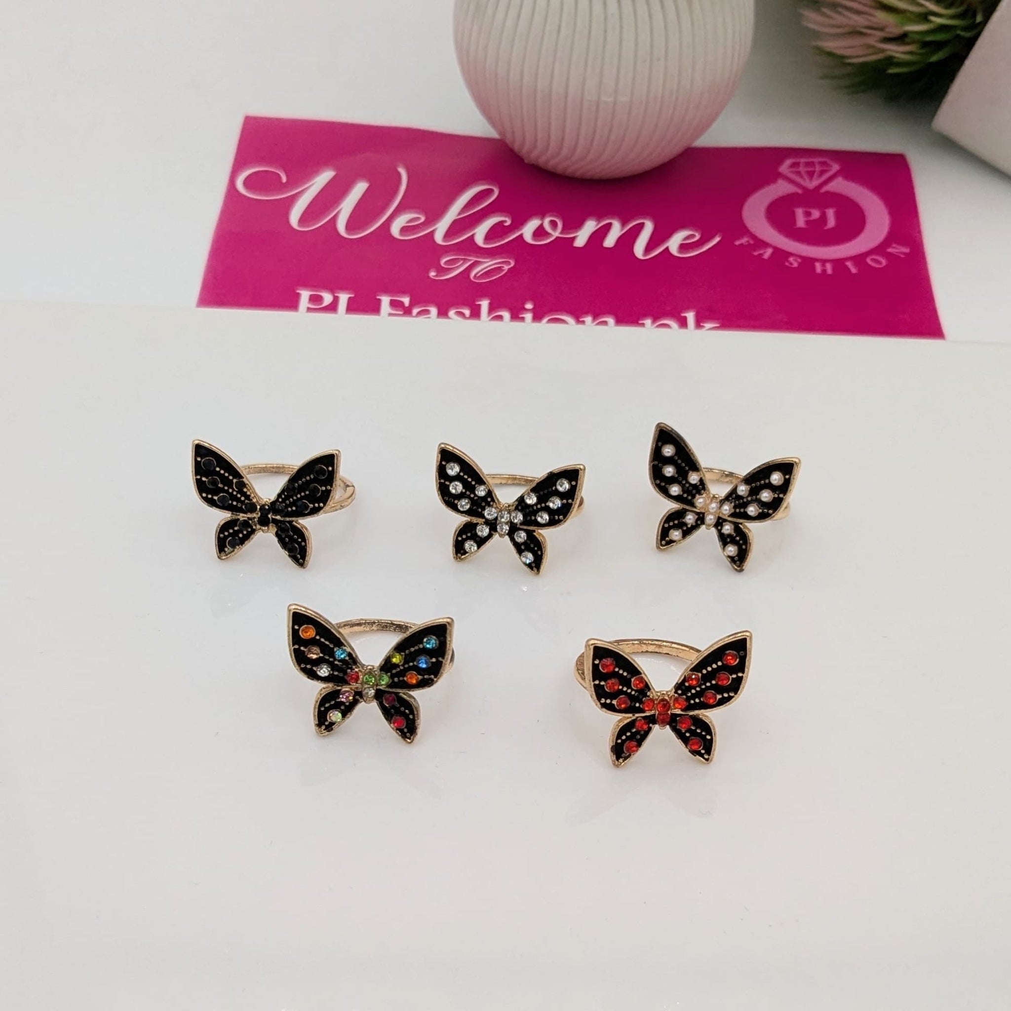 Matte Colored Butterfly Ring (FSR93)