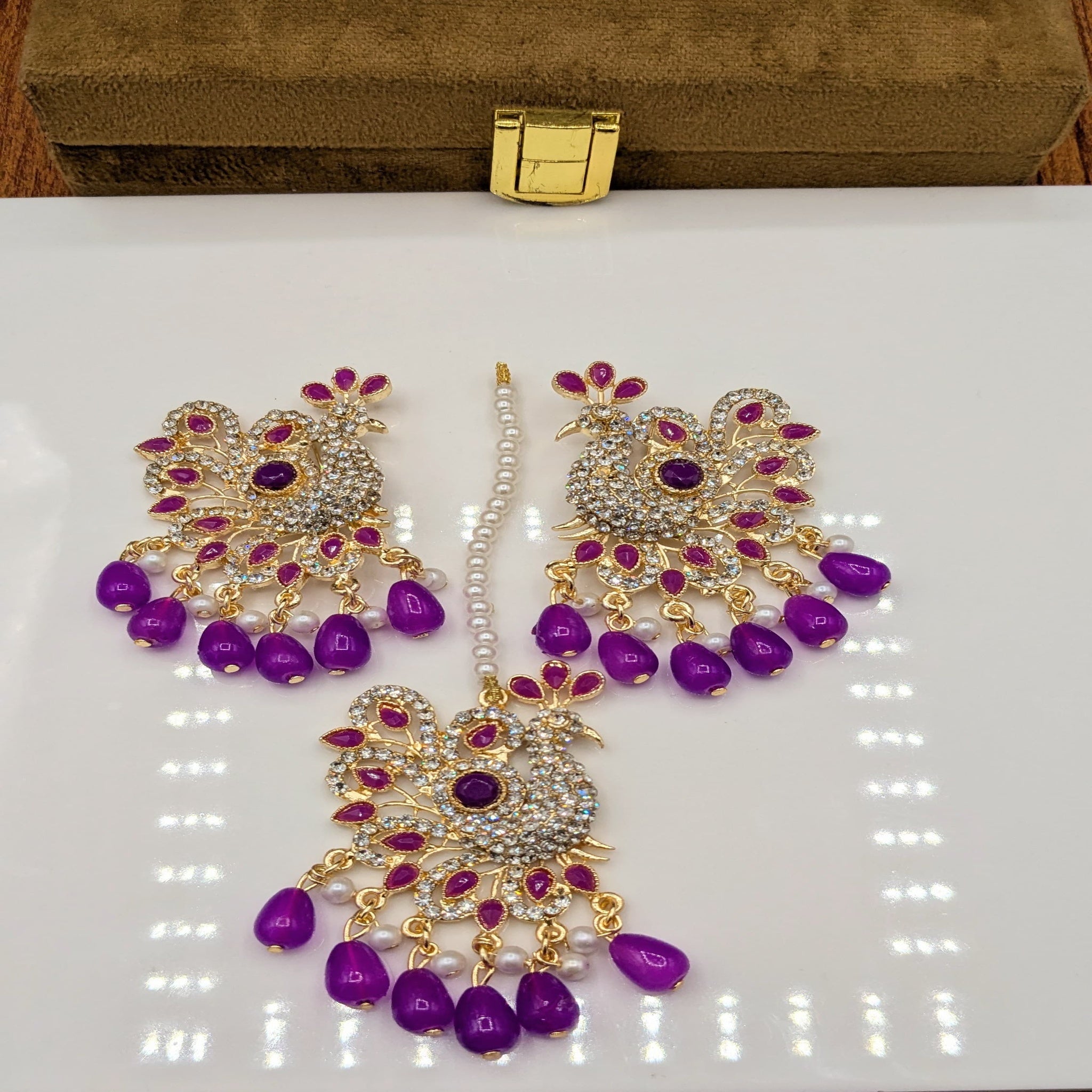 Peacock Bindia Ear Rings