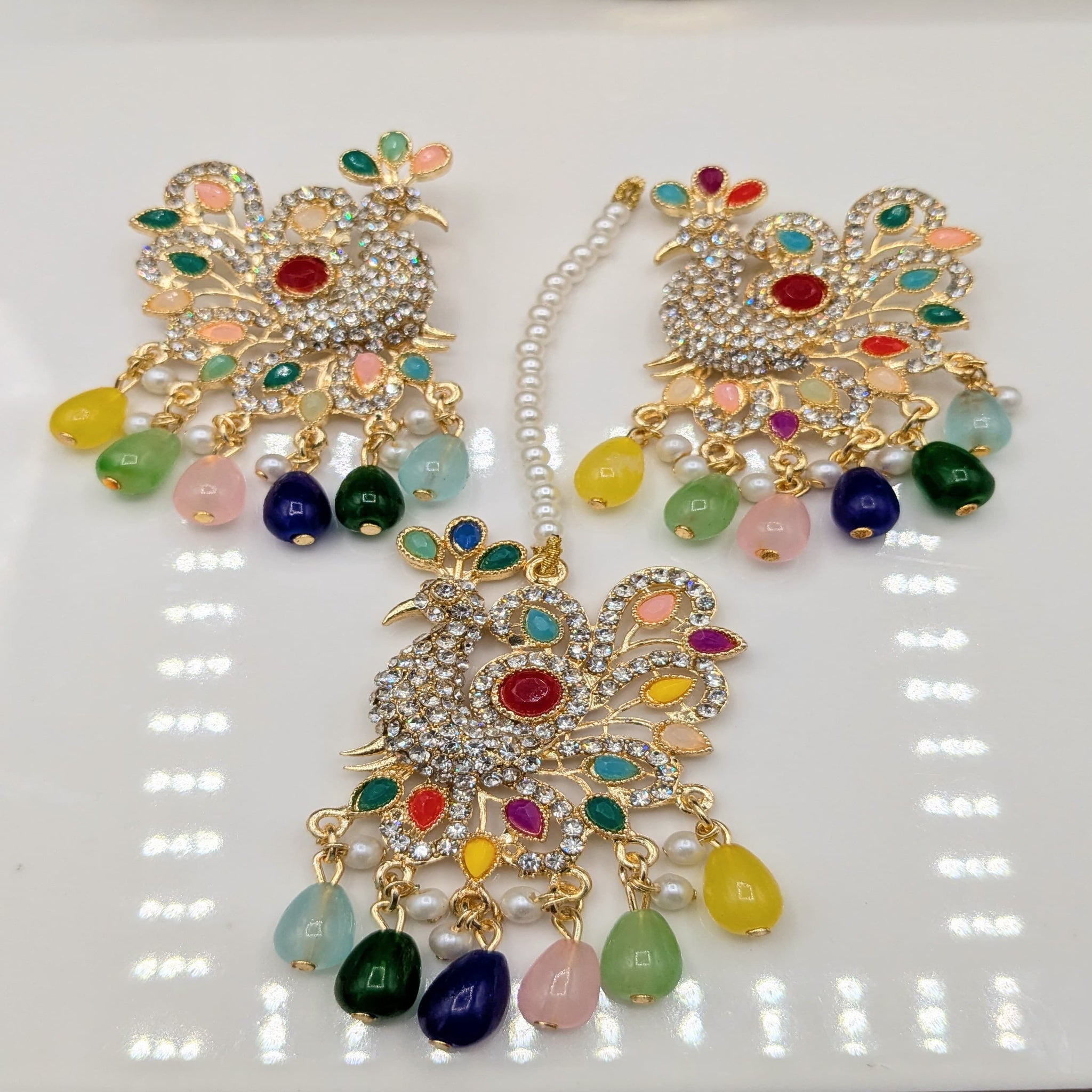 Peacock Bindia Ear Rings