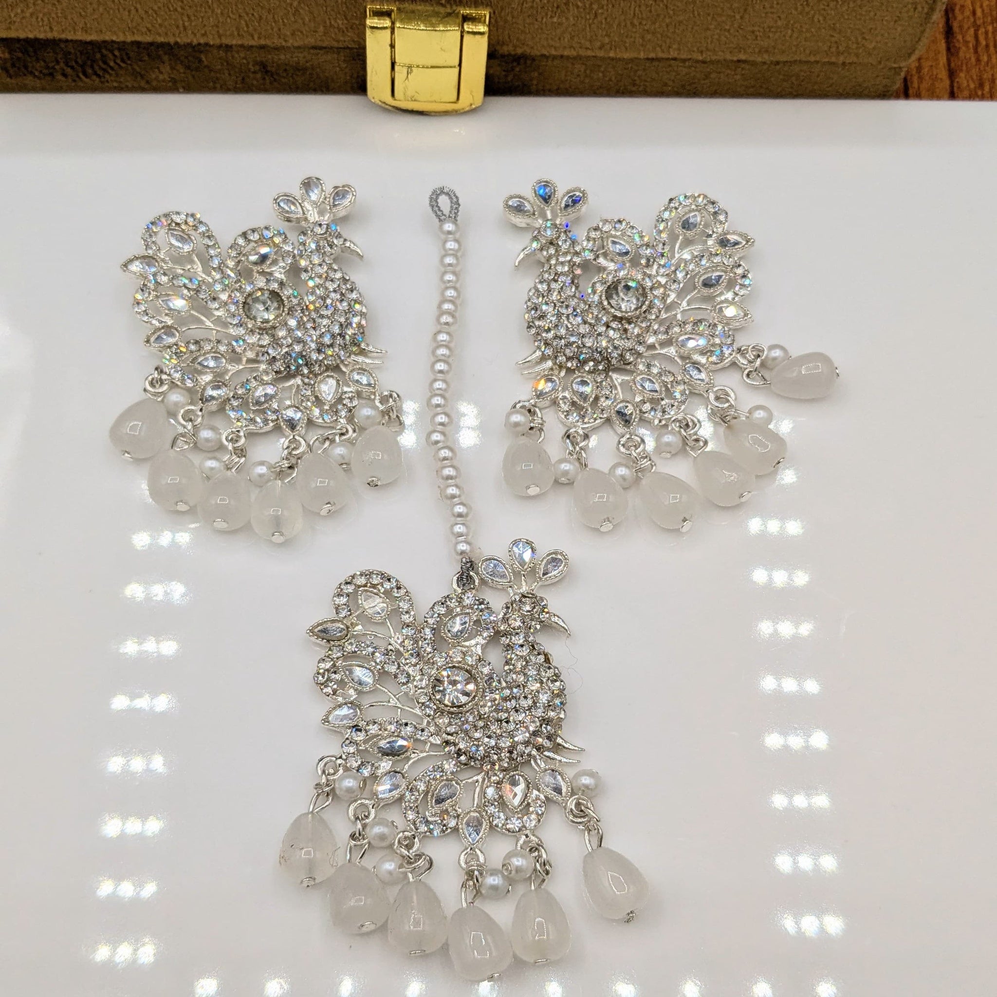 Peacock Silver Bindia Ear Rings