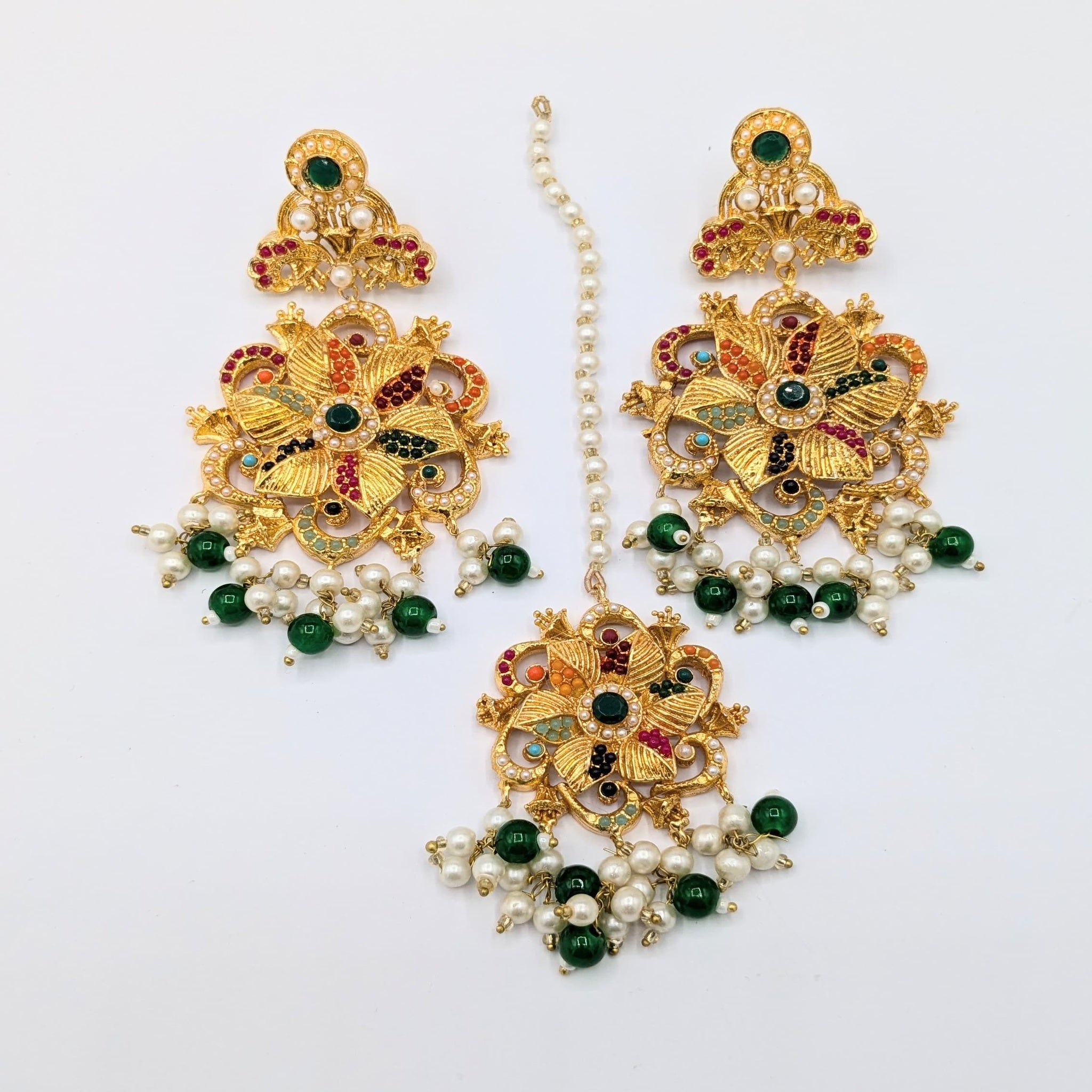 Multi Bindia Ear Rings