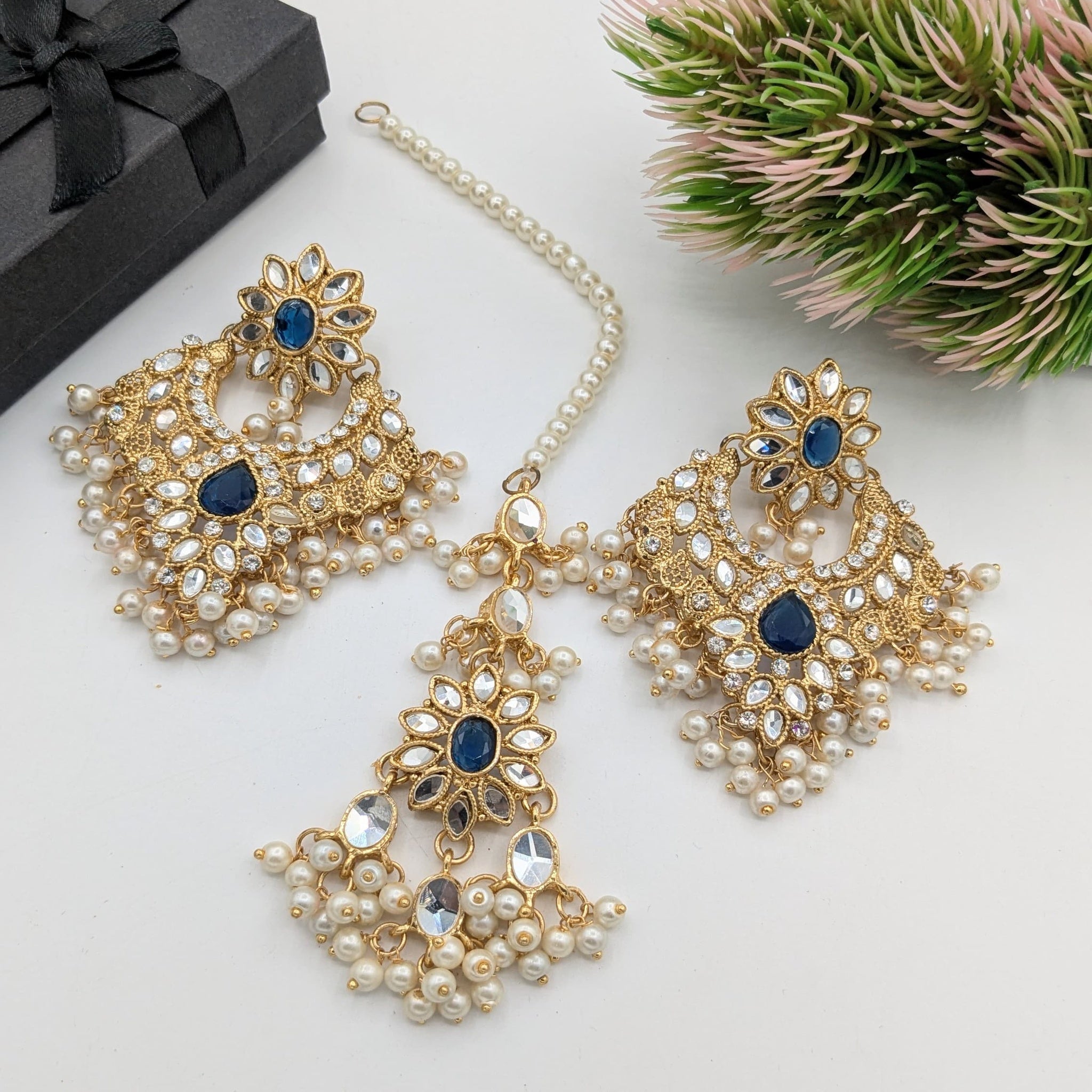 Pearl Kundan Binida Set