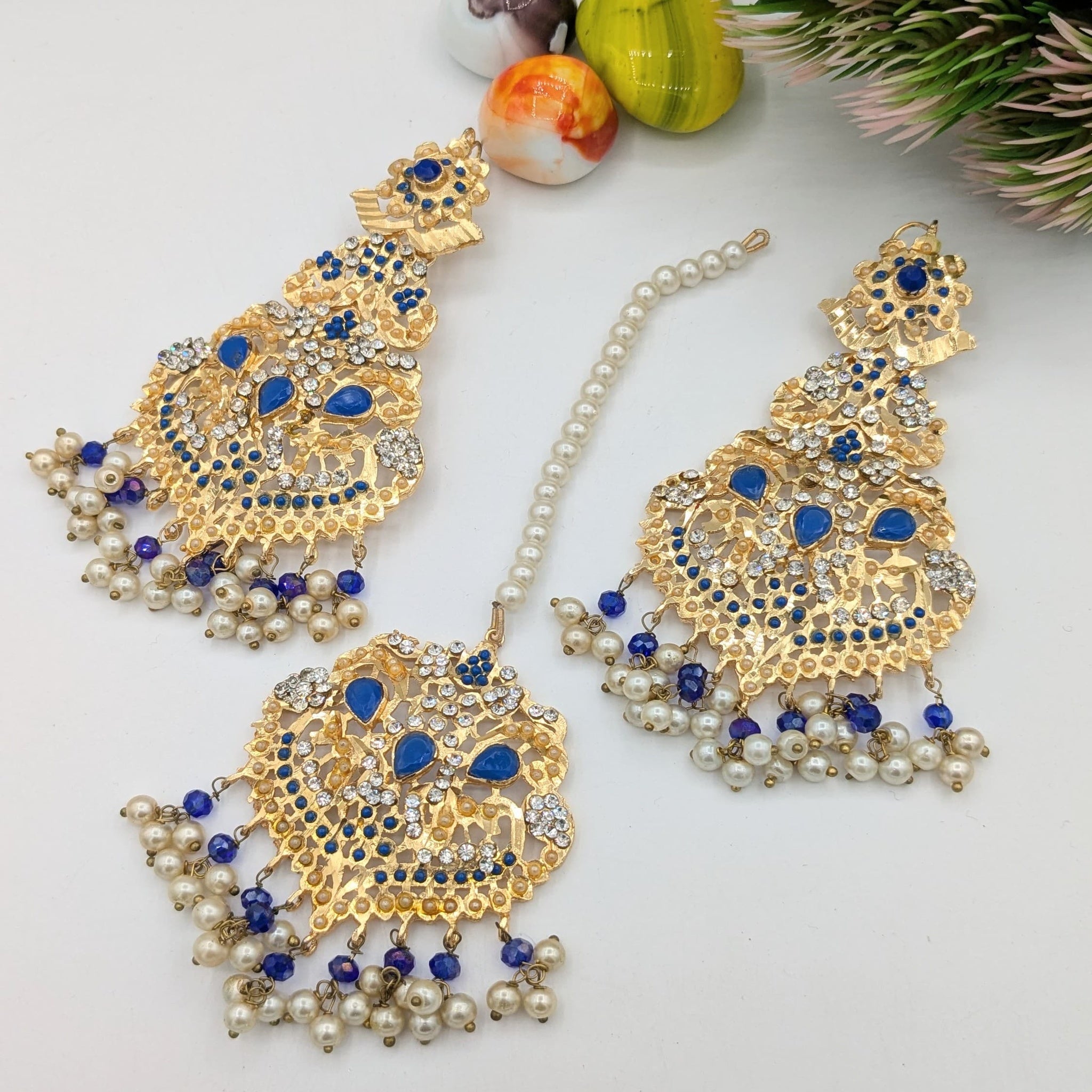 Blue trendy bindia set