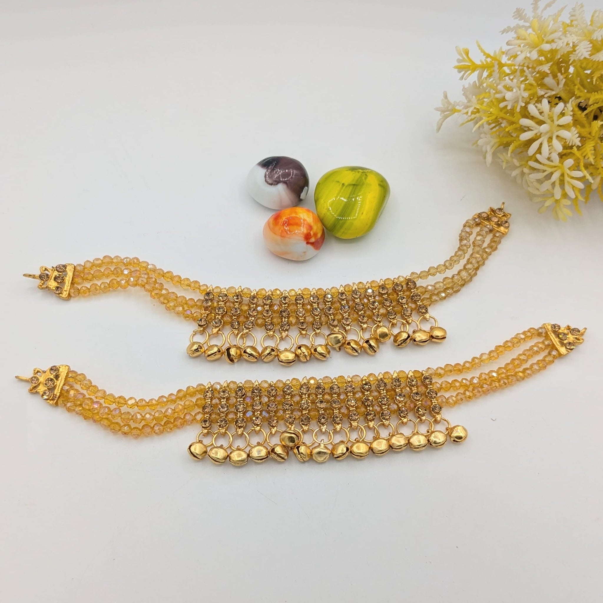 Beaded Golden Anklets
