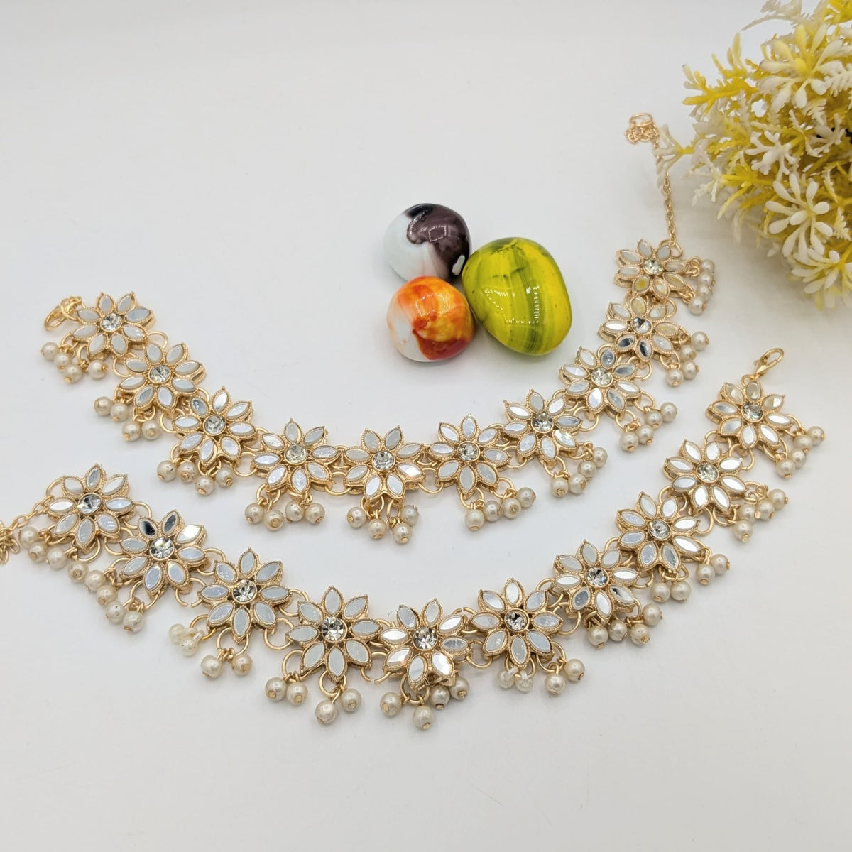 Flower Style Golden Anklets