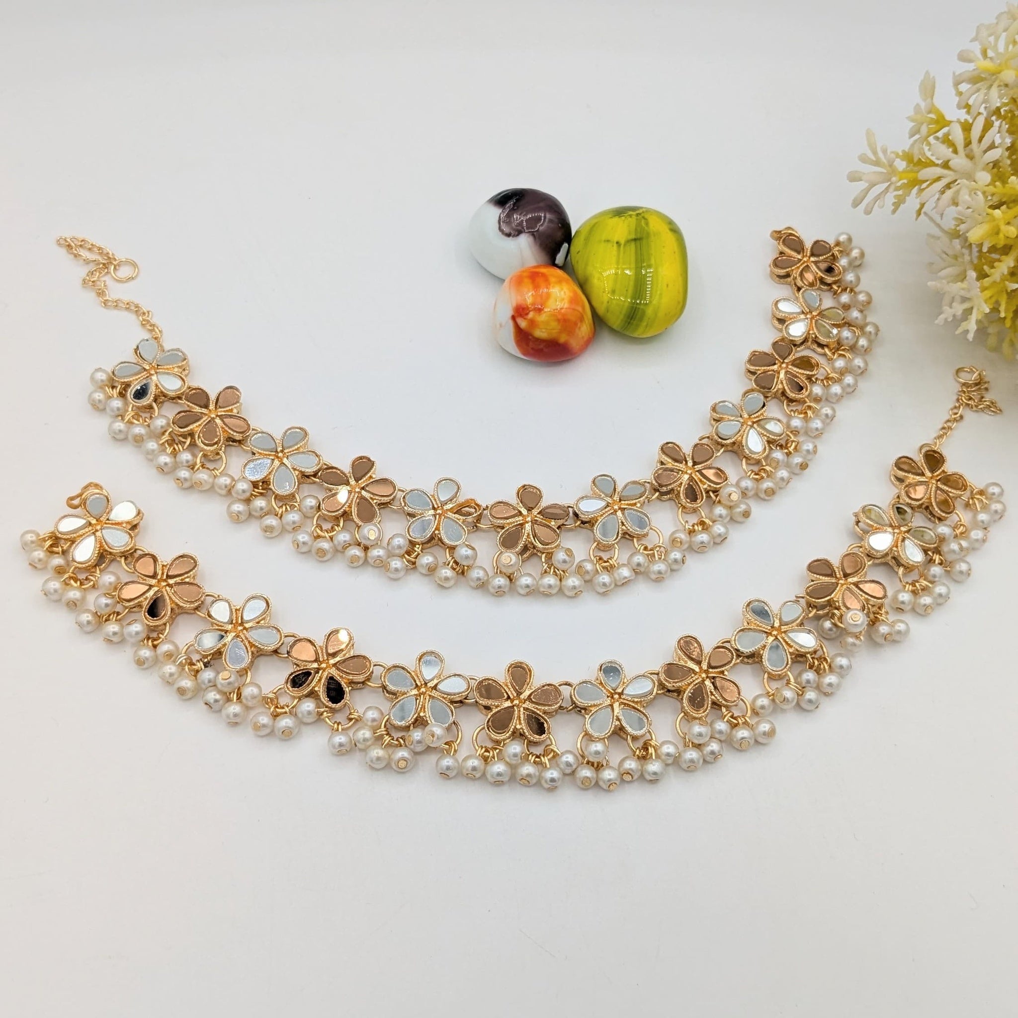 Golden White Stylish Anclets