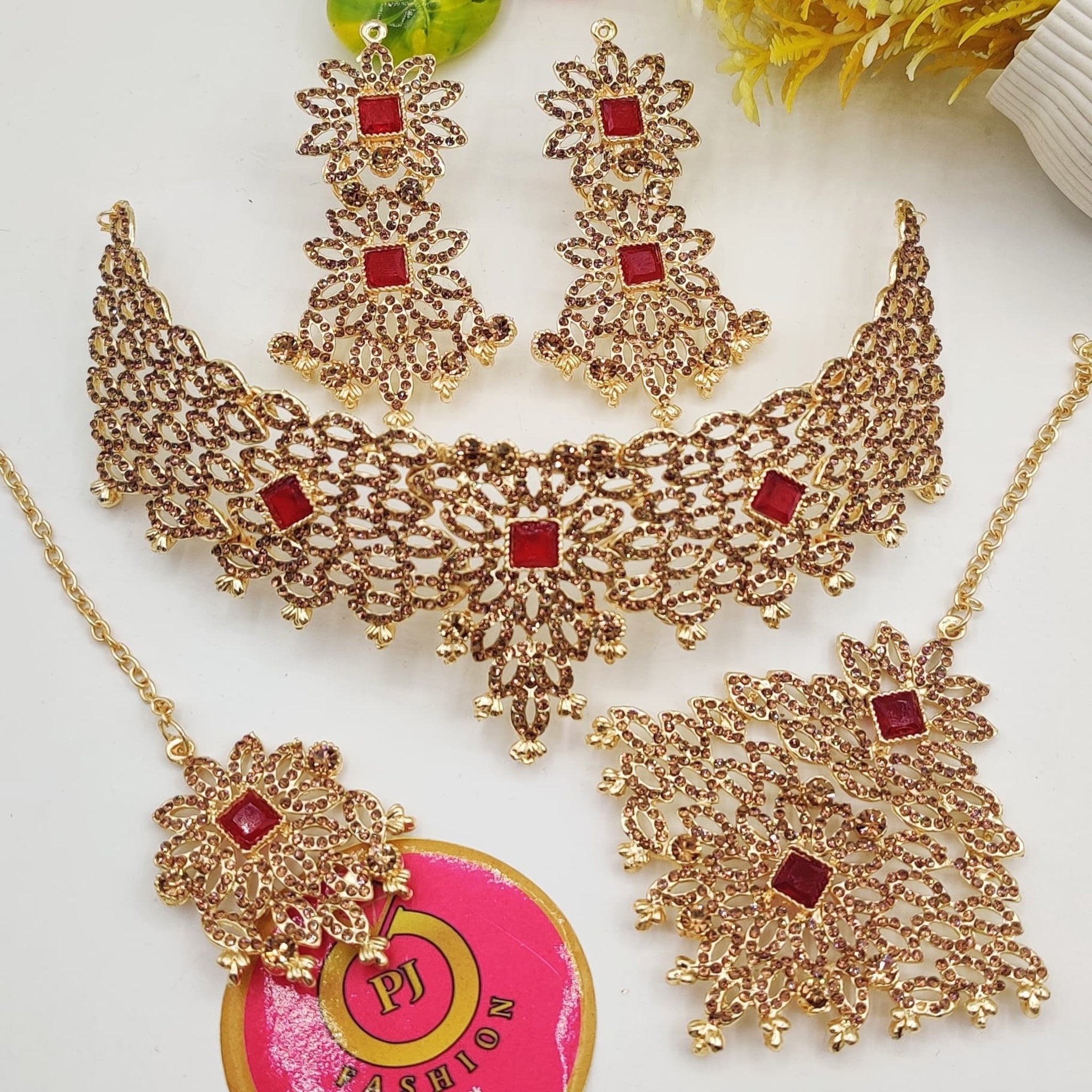 Delicate Zircon Collar Bridal Necklace Set (FDBN20)