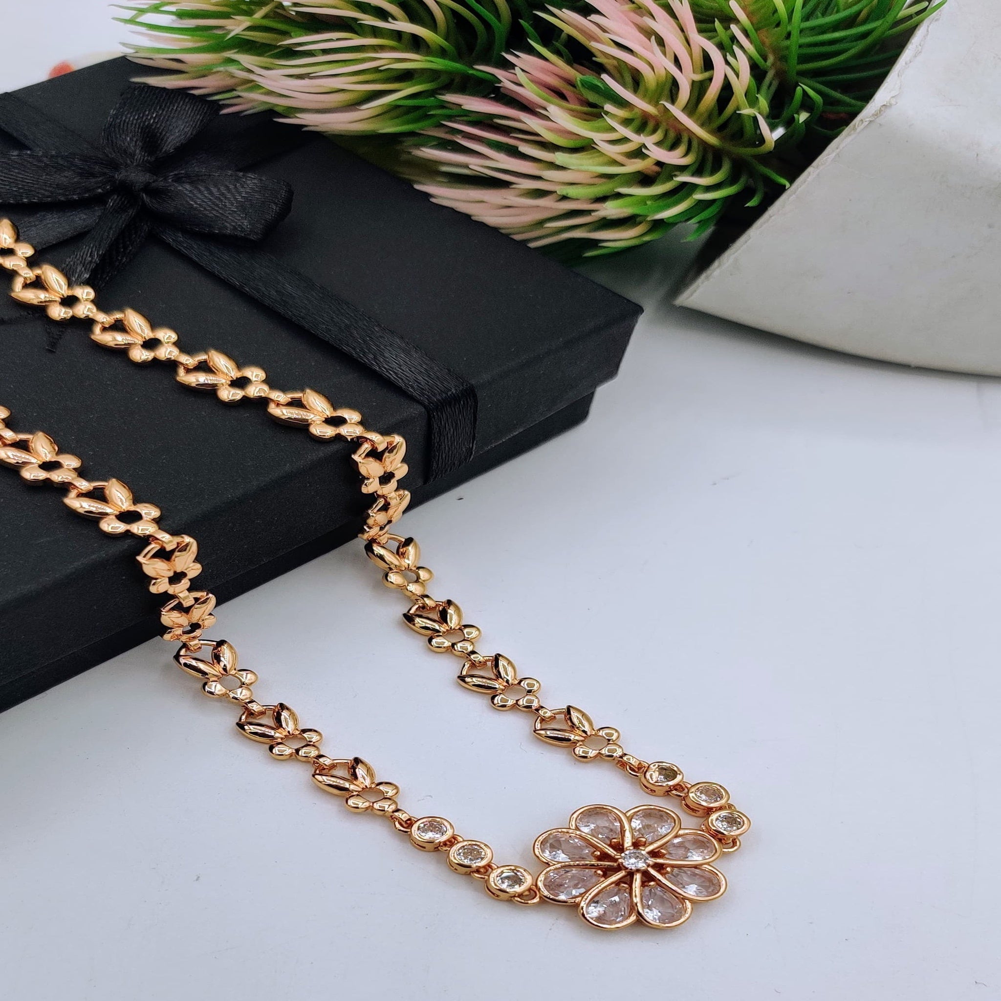 Flower Pendant Chain – Elegant Floral Necklace for Women & Girls (FDP5)