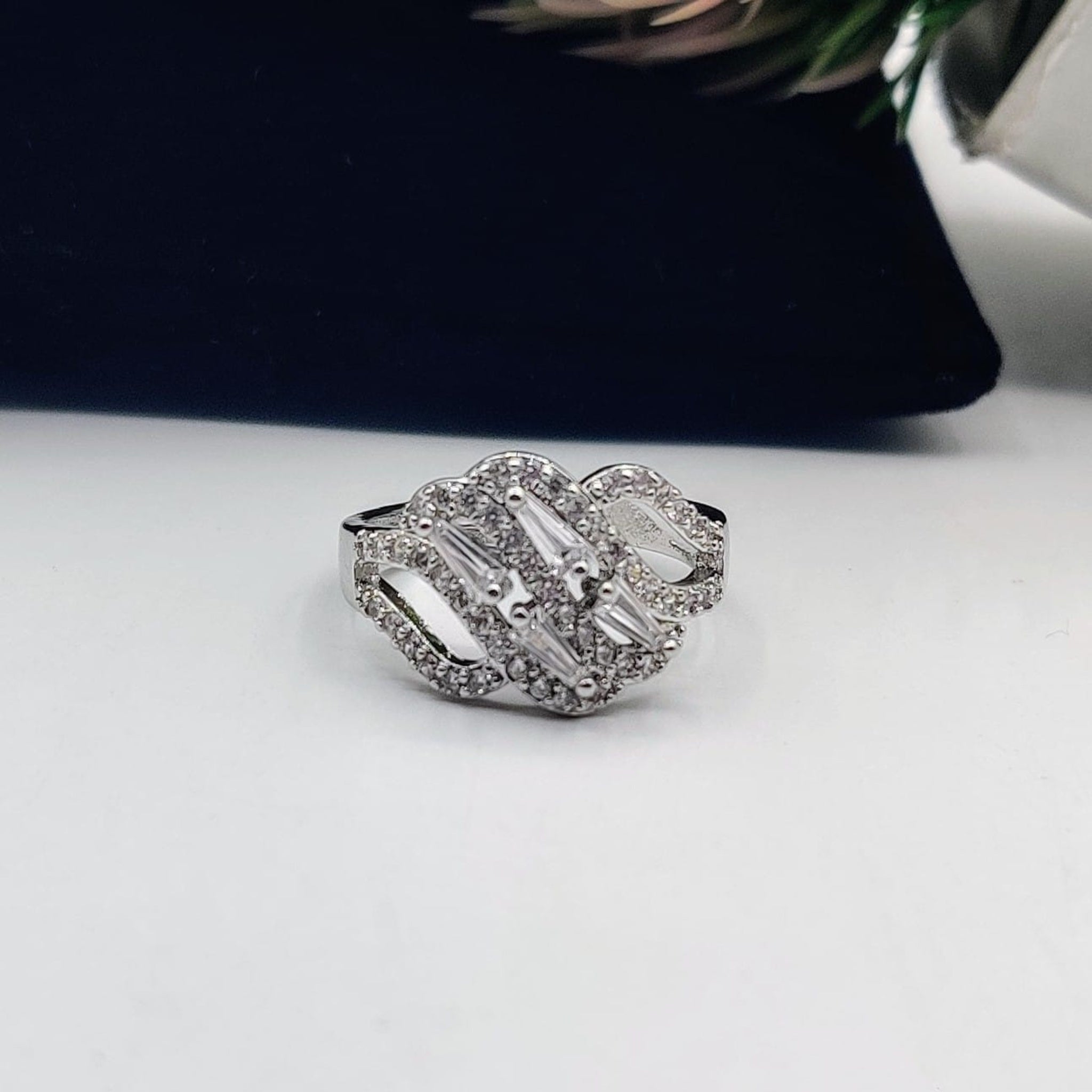 White Zircon Flower Style Ring – Grace in Every Petal (FSR101)