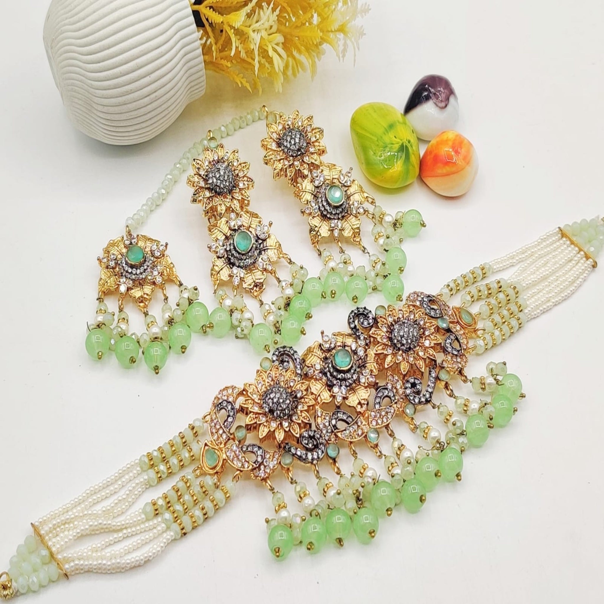 Sea Green Kundan Choker Necklace (FDN106)