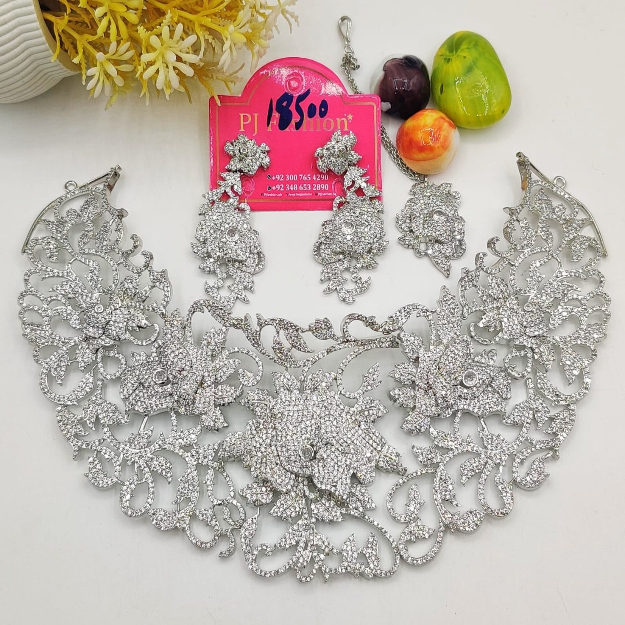 Silver Karrat Bridal Necklace Set (FDAN1)