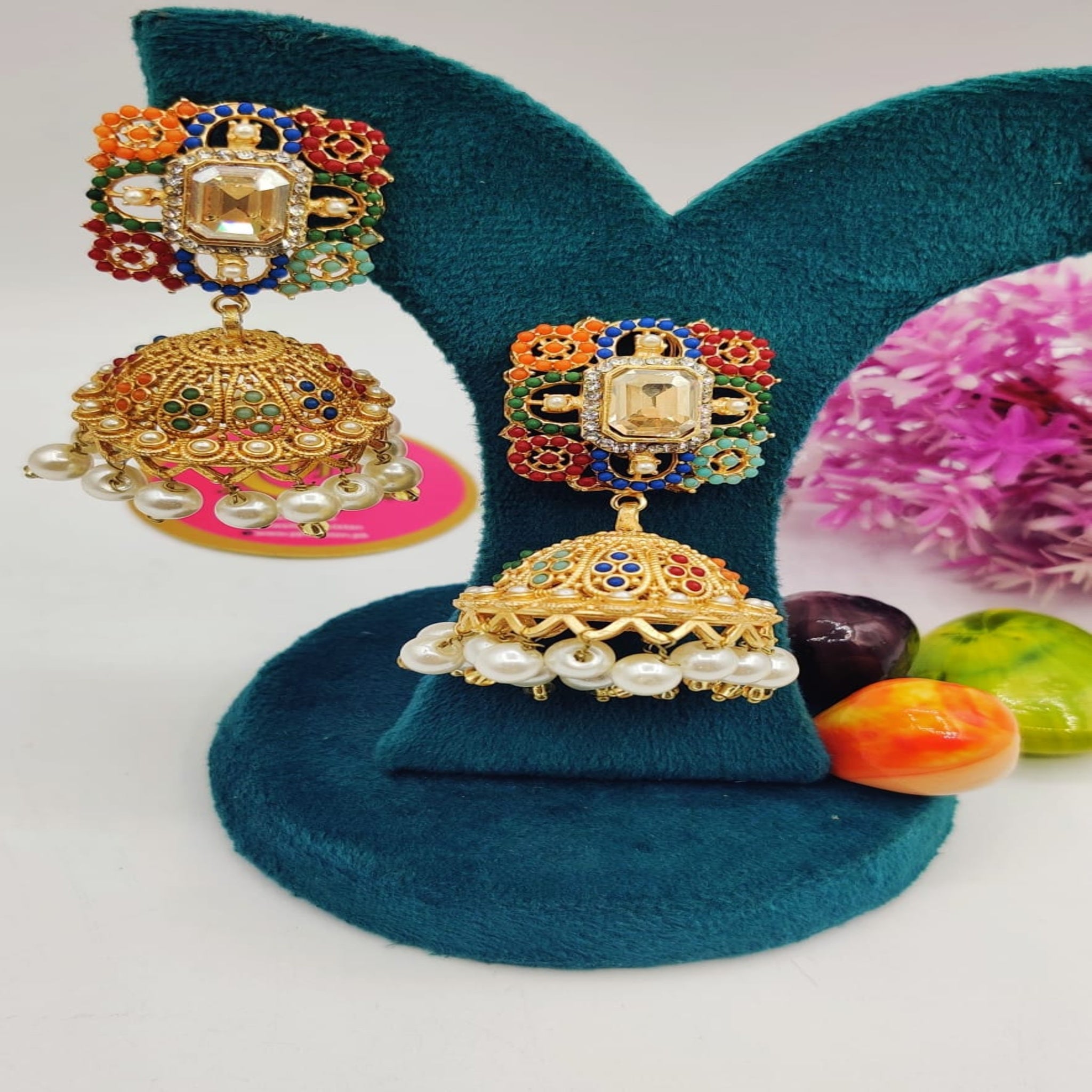 Royal 9 Ratan Kundan Jhumka Earrings (FSE118)