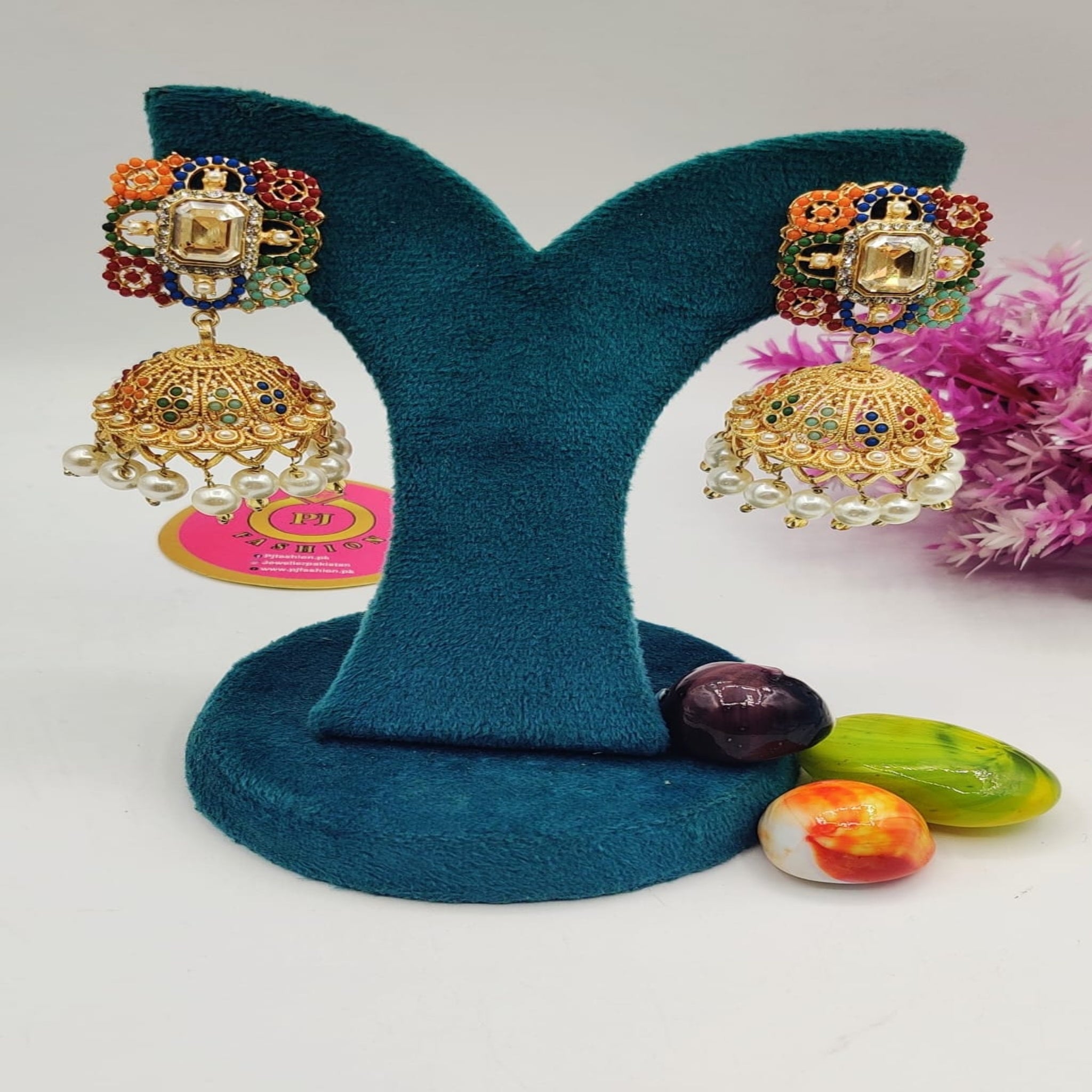 Royal 9 Ratan Kundan Jhumka Earrings (FSE118)