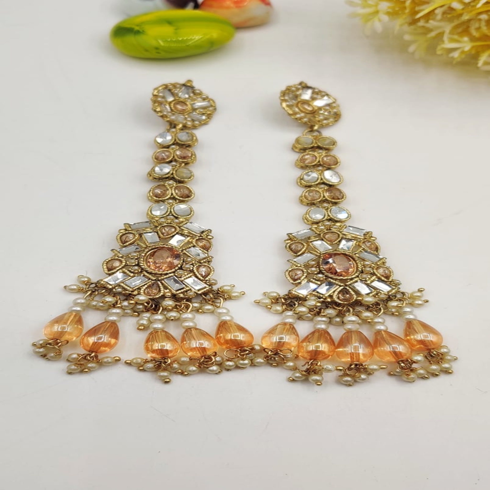 Elegant Golden Zircon Earrings (FSE122)