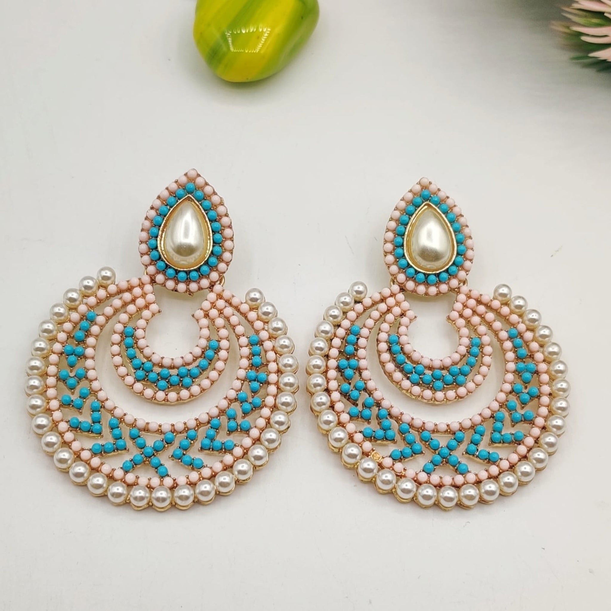 Vibrant Colored Stone Ear Hoops (FSE128)