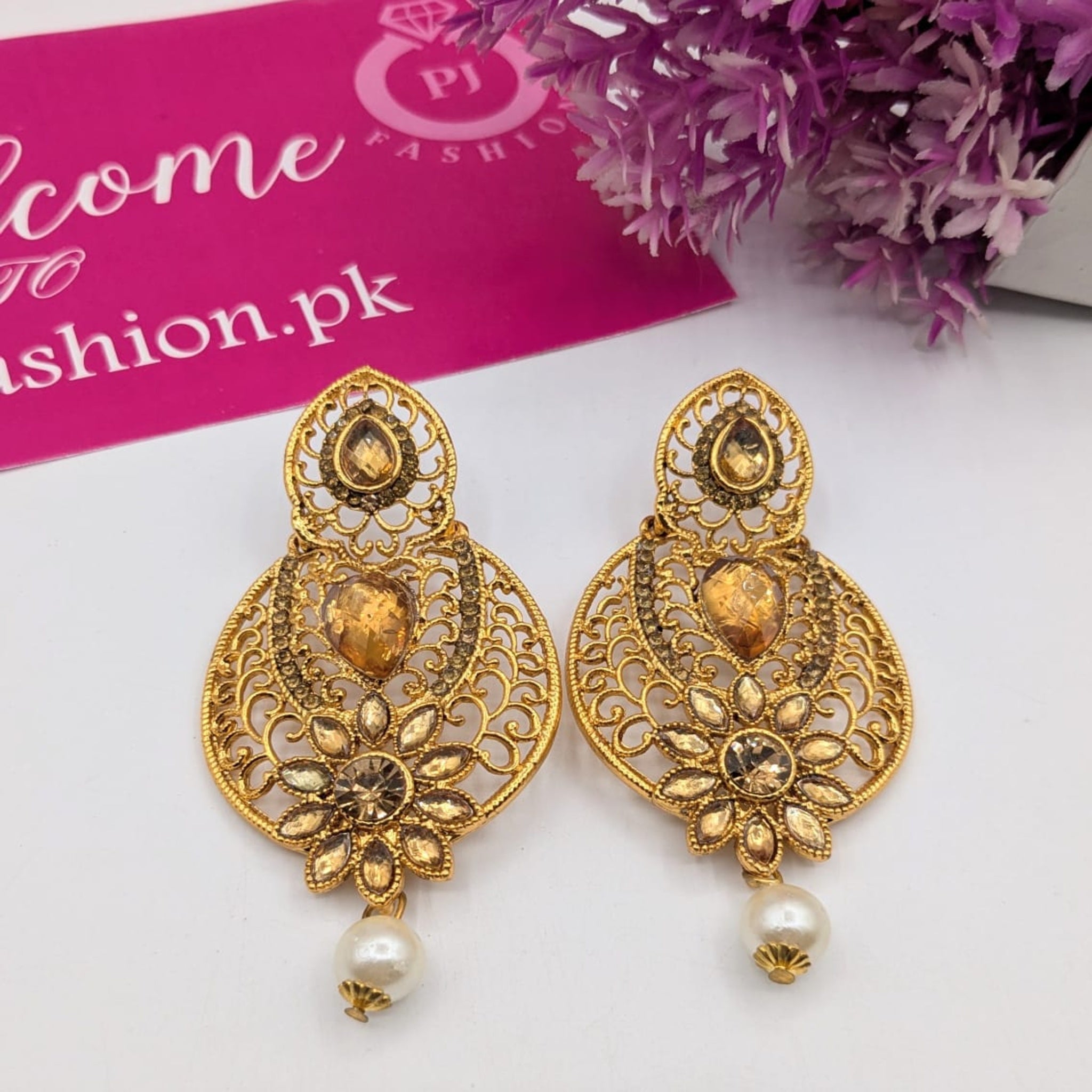Golden Delicate Drop Earrings (FSE149)