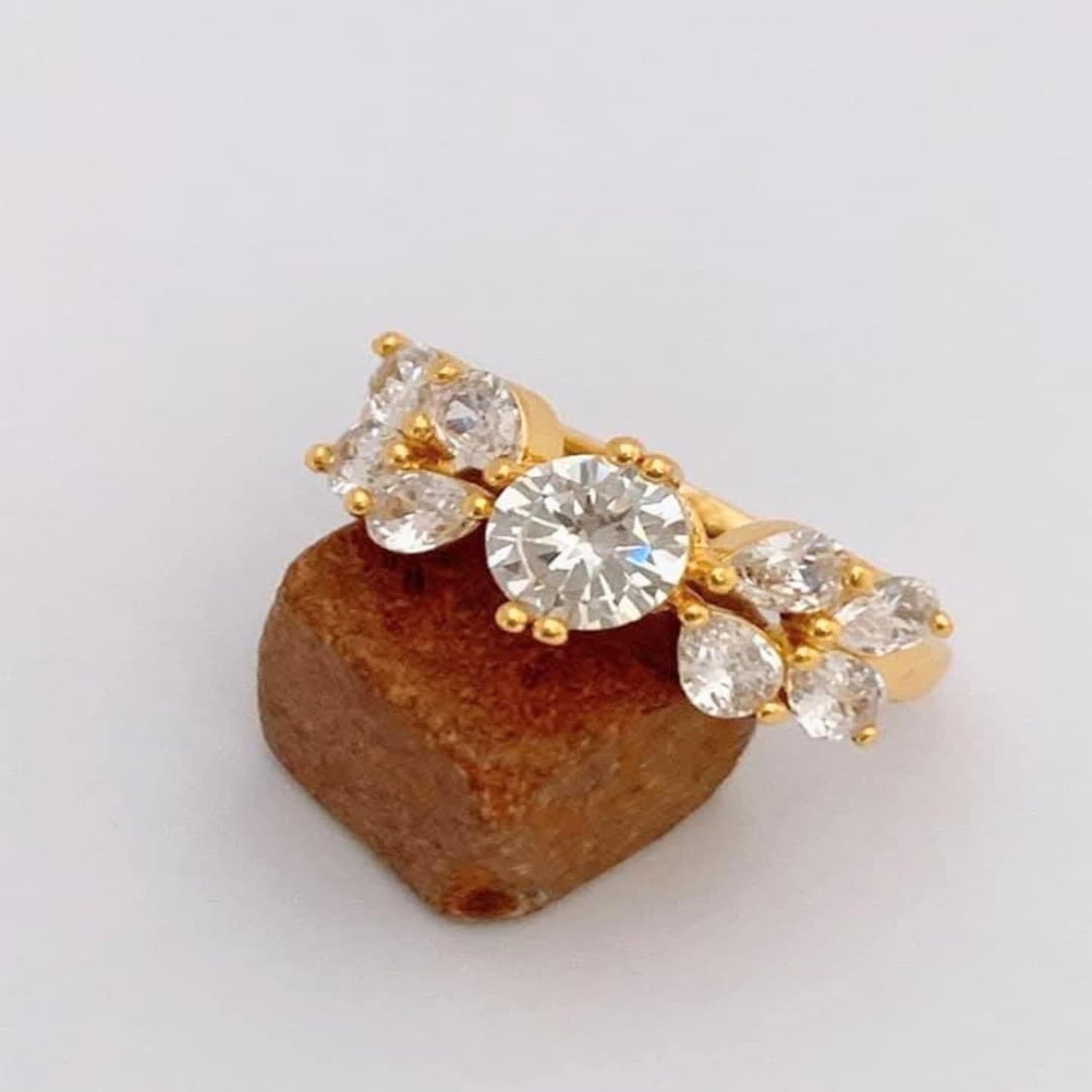 White Zircon Golden Ring