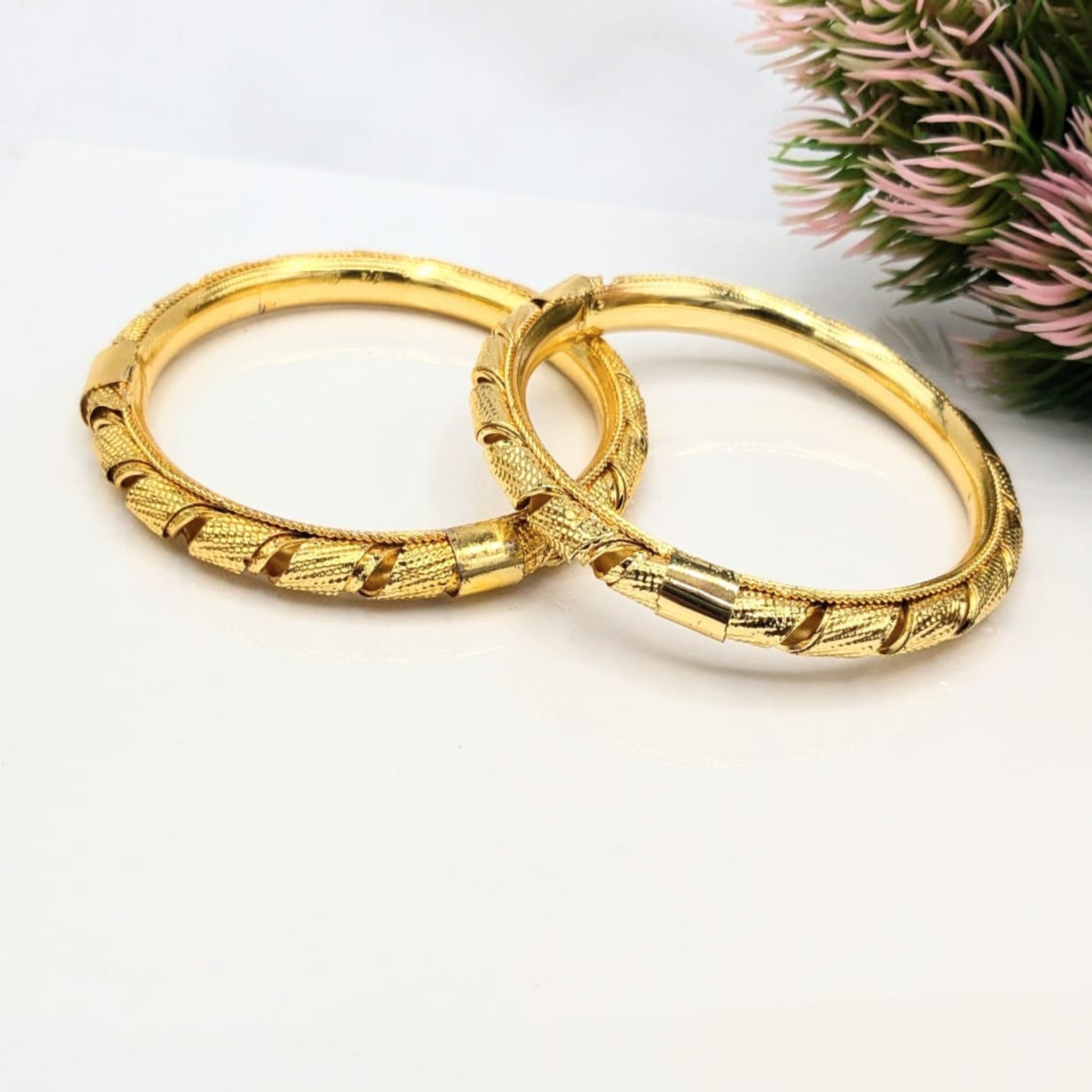 Elegant Gold Plated Bangles – Decent Design (FSB75)