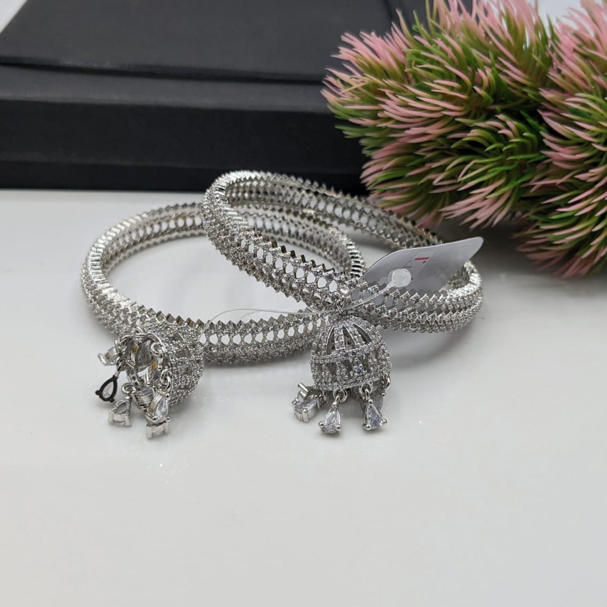 Silver Karrat Jhumki Kara Bangles (FSAB50)