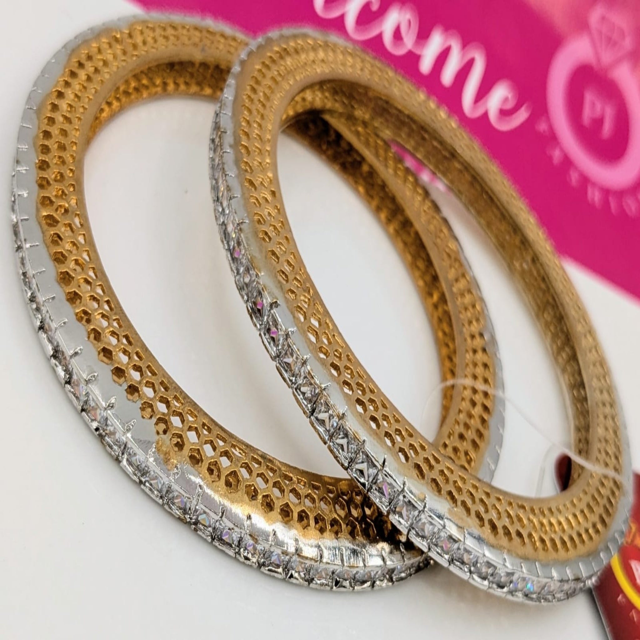 Golden Karrat Kara with Silver Stone Work (FSAB54)