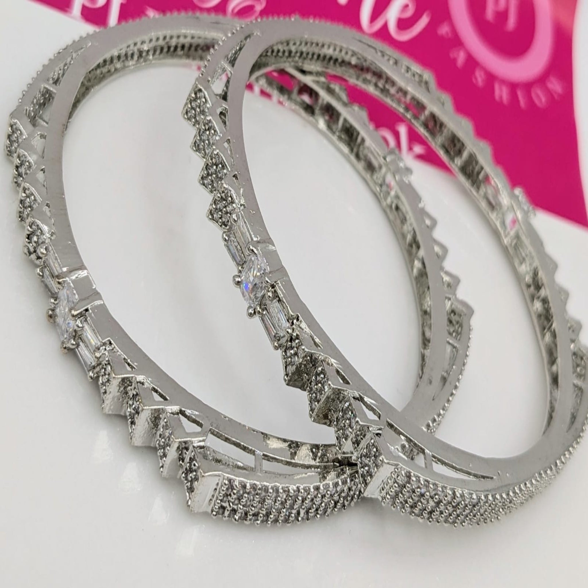 Silver Karrat AD Stone Bangles (FSAB56)