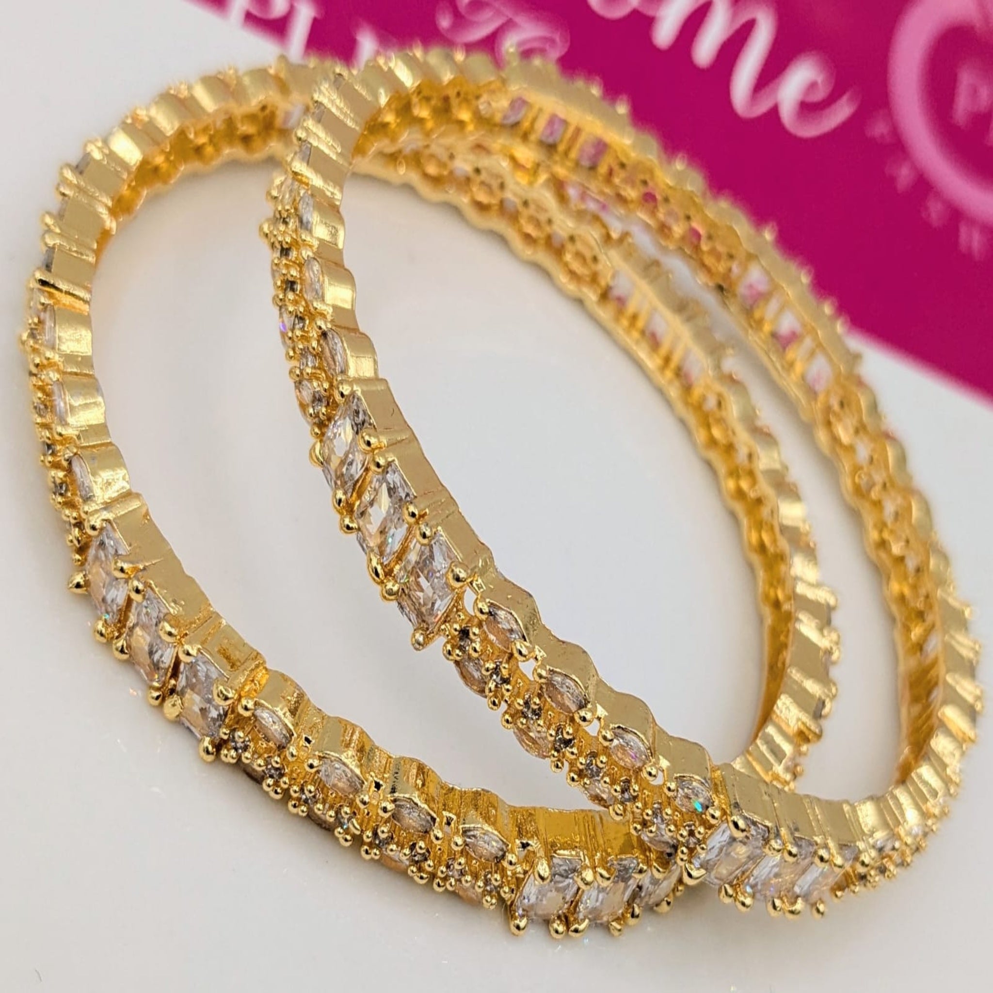 Golden AD Bangles with Stones (FSAB57)