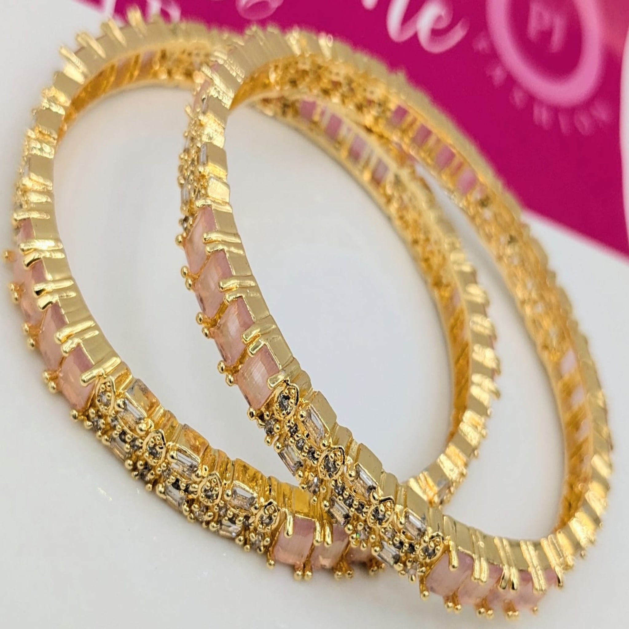 Golden AD Bangles with Stones (FSAB57)