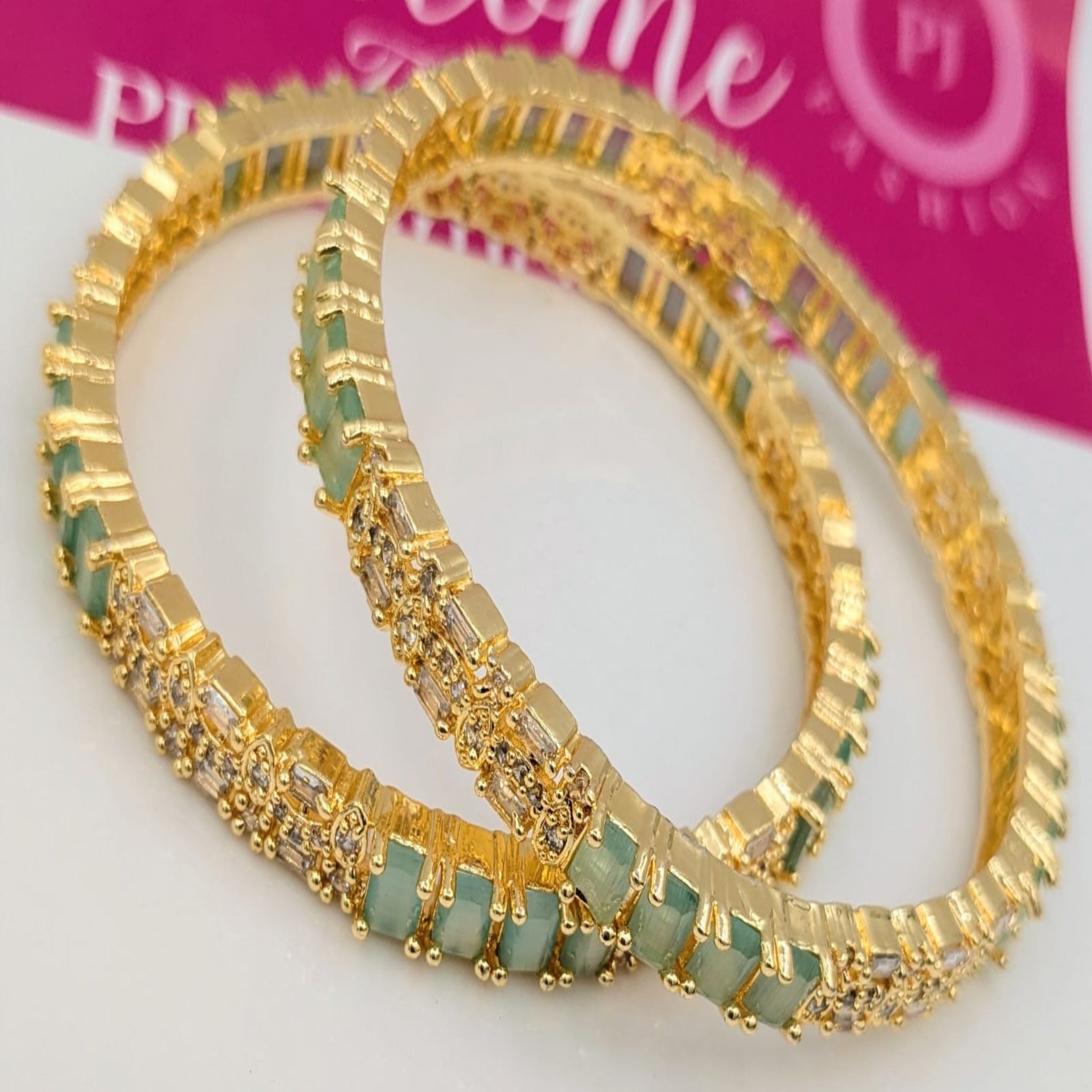 Golden AD Bangles with Stones (FSAB57)