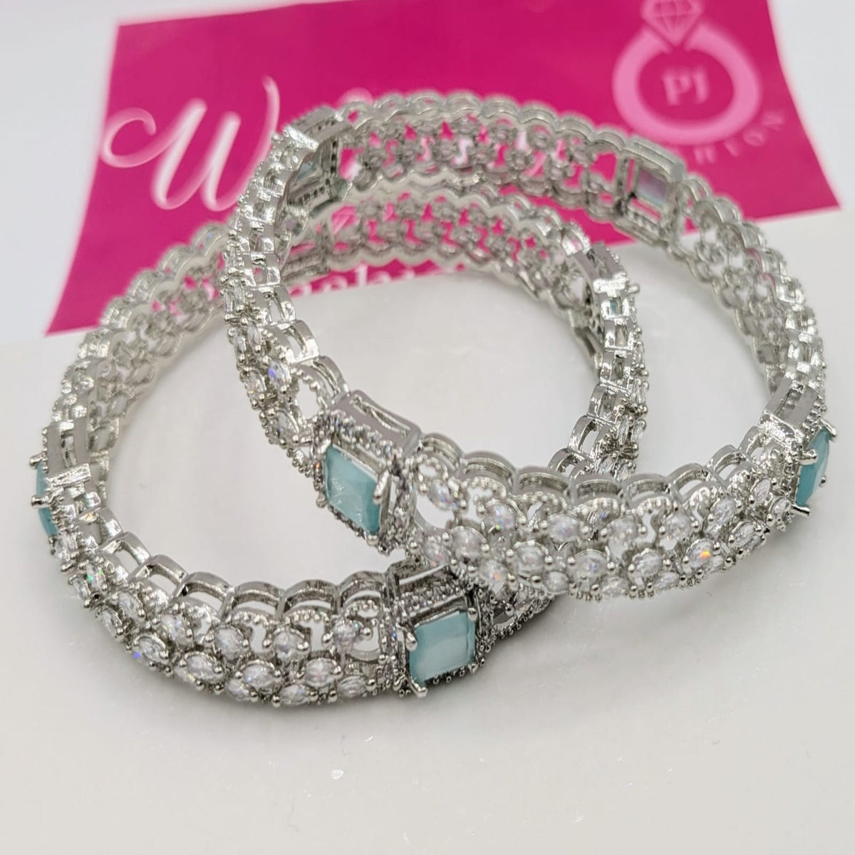 Silver Fancy AD Bangles (FSAB63)