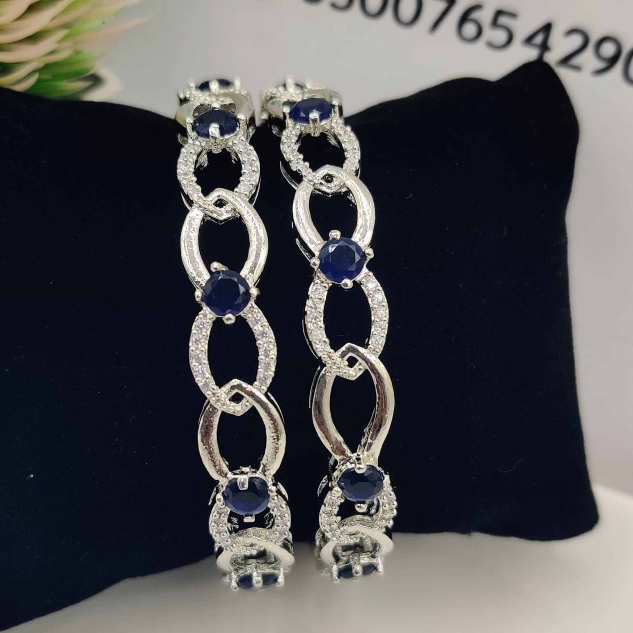 Silver Karrat with Stone 2 Pc (FSAB62)