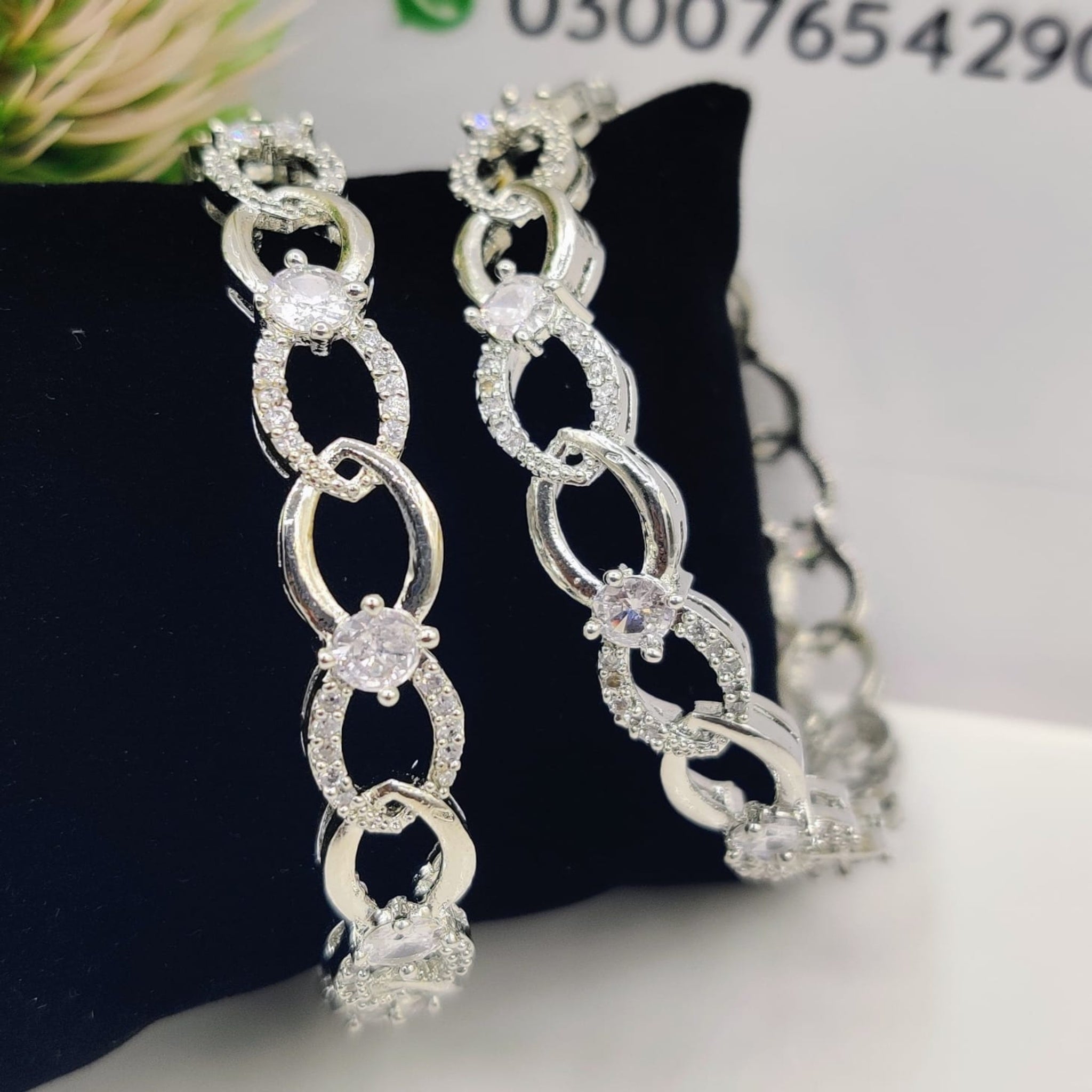 Silver Karrat with Stone 2 Pc (FSAB62)