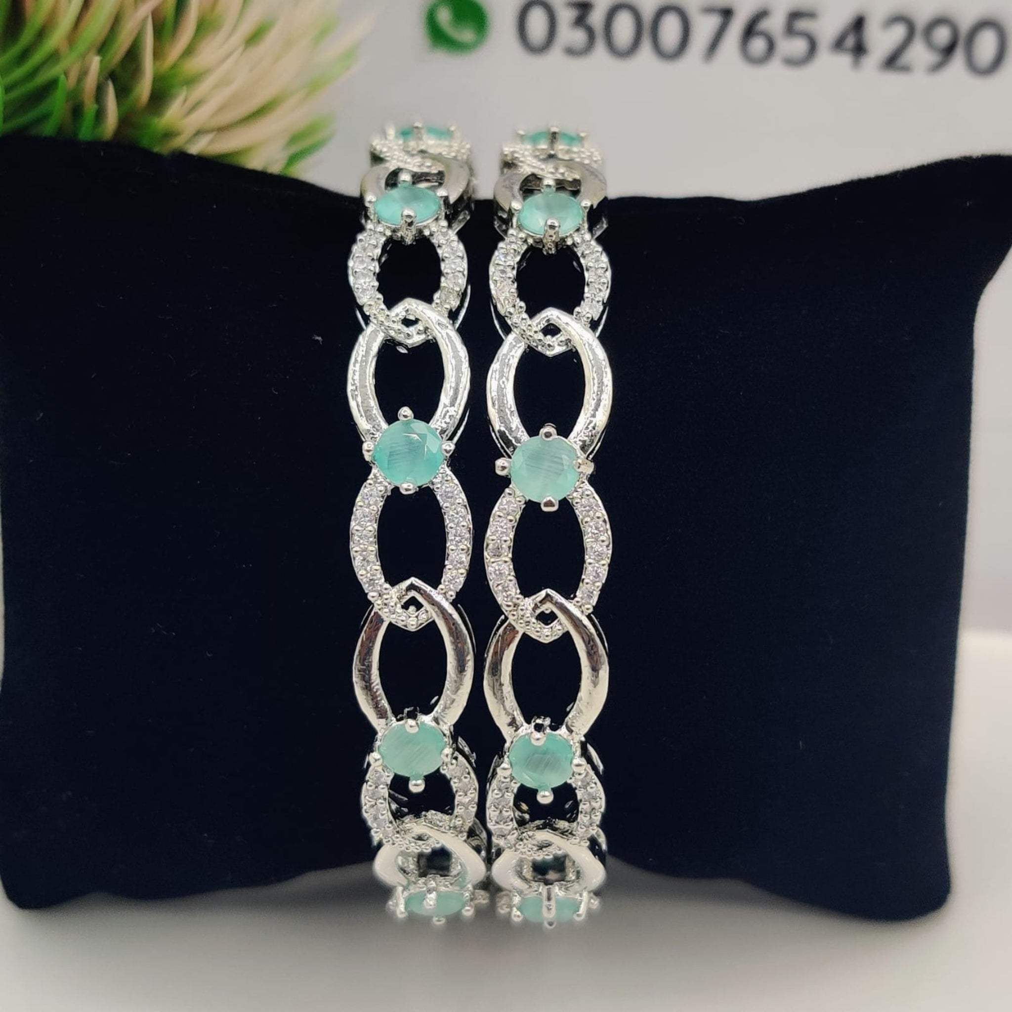 Silver Karrat with Stone 2 Pc (FSAB62)