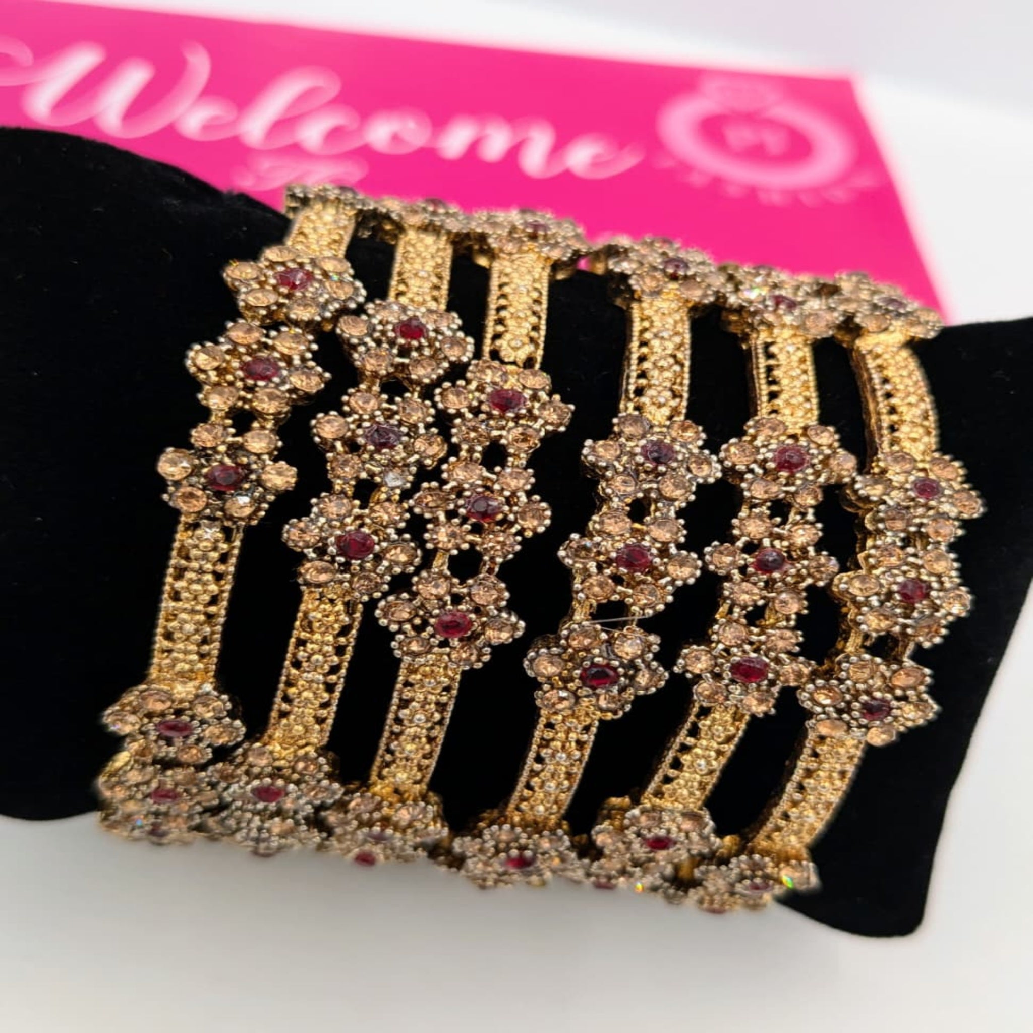 Kundan Red Stone Fancy Bangles (FSB76)