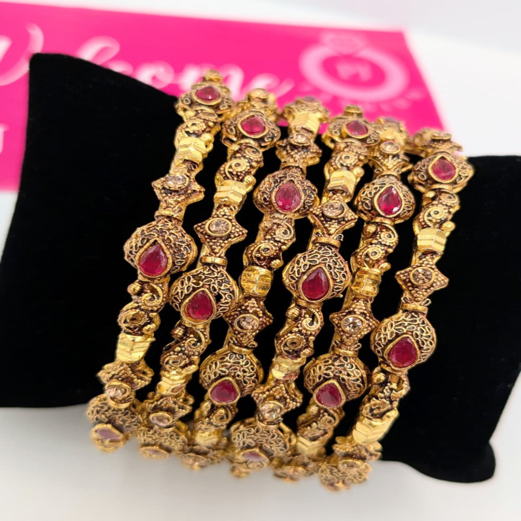 Golden Red Fancy Bangles (FSB78)