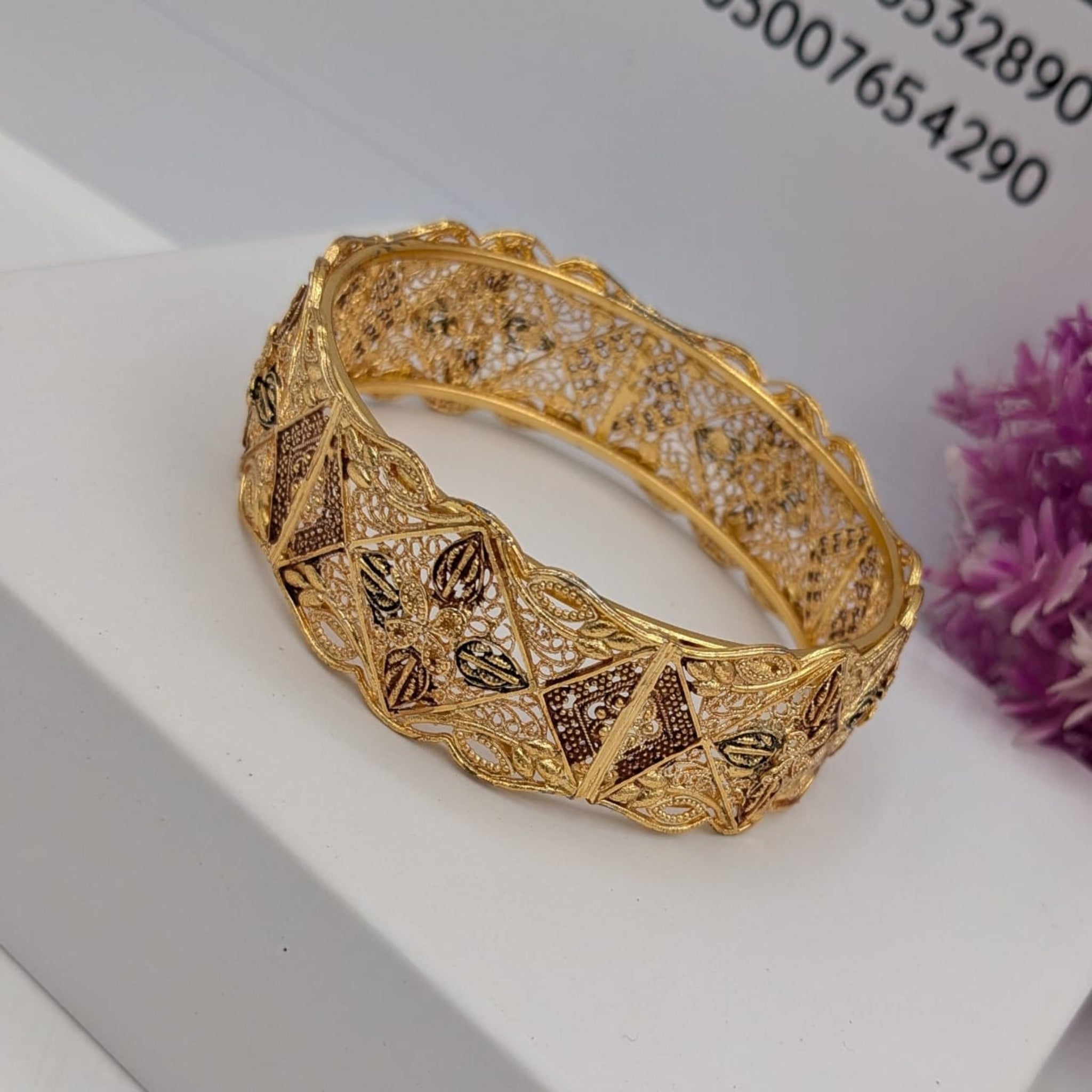 Goldish Fancy Kara Bangles (FSKB120)