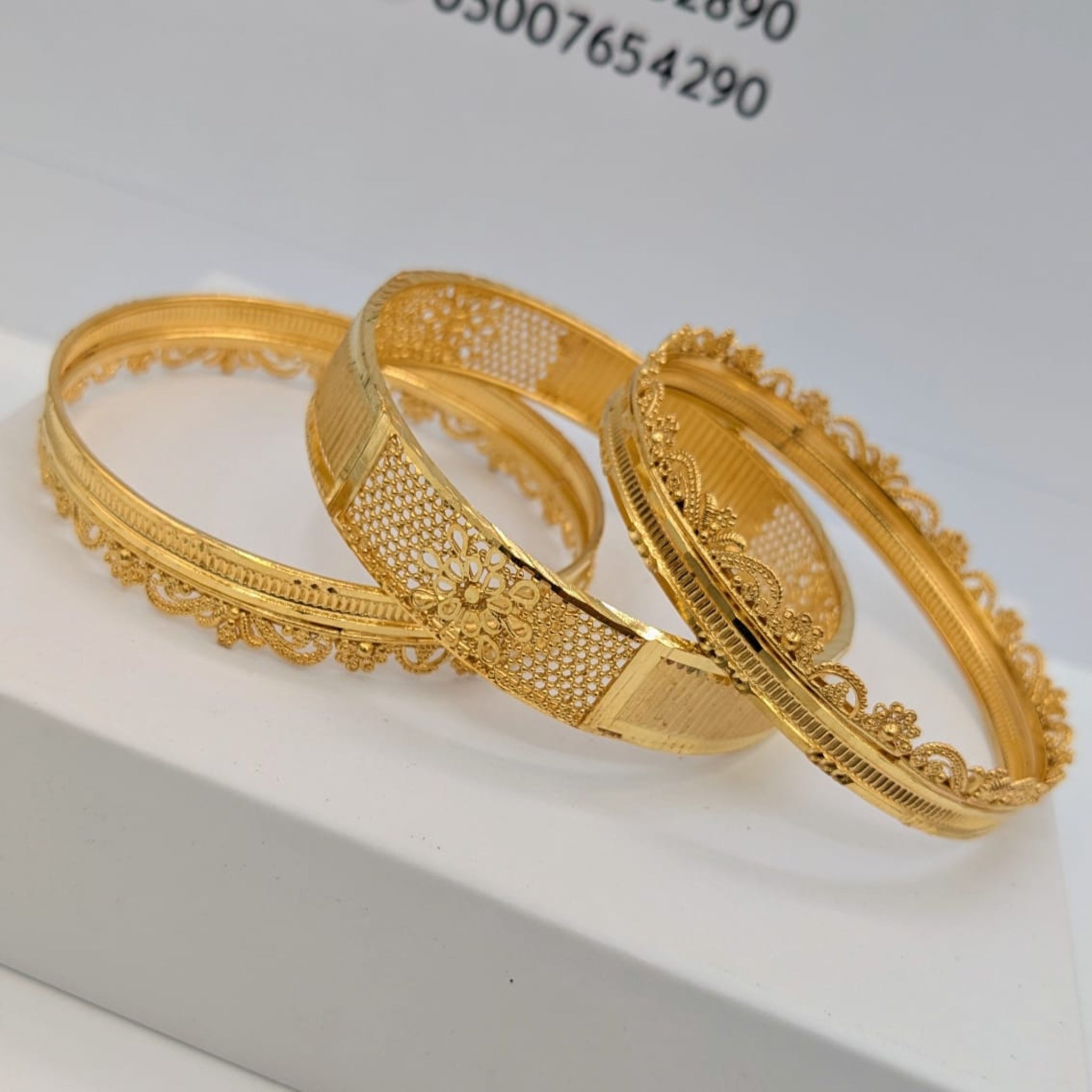 Gold Plated 3 Pc Bangles (FSB83)