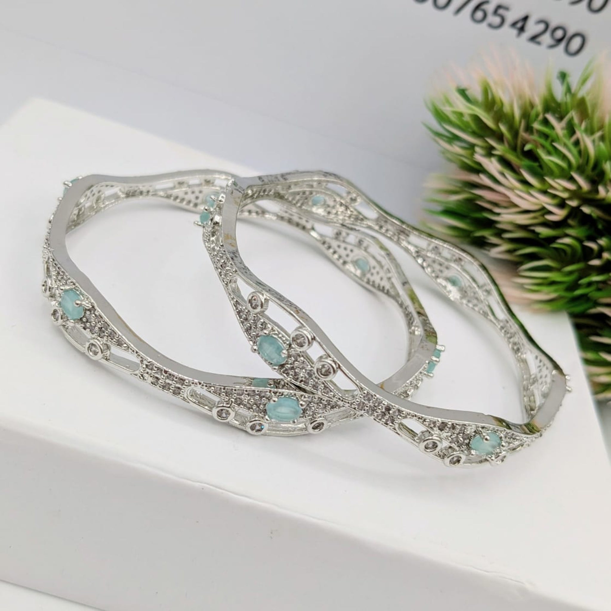Silver AD Bangles 2 Pc (FSAB67)