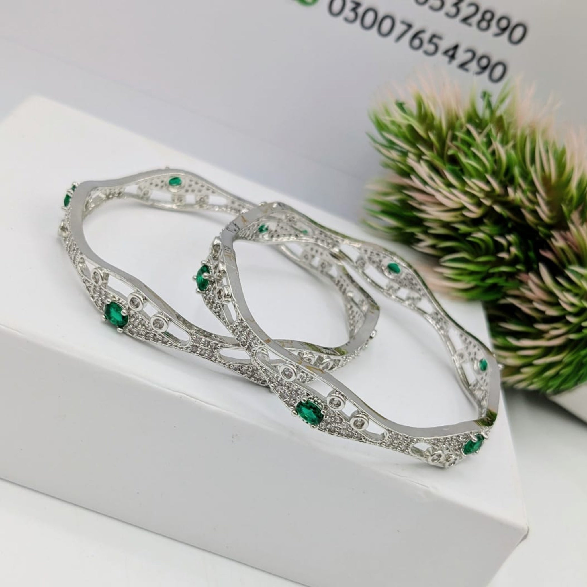 Silver AD Bangles 2 Pc (FSAB67)