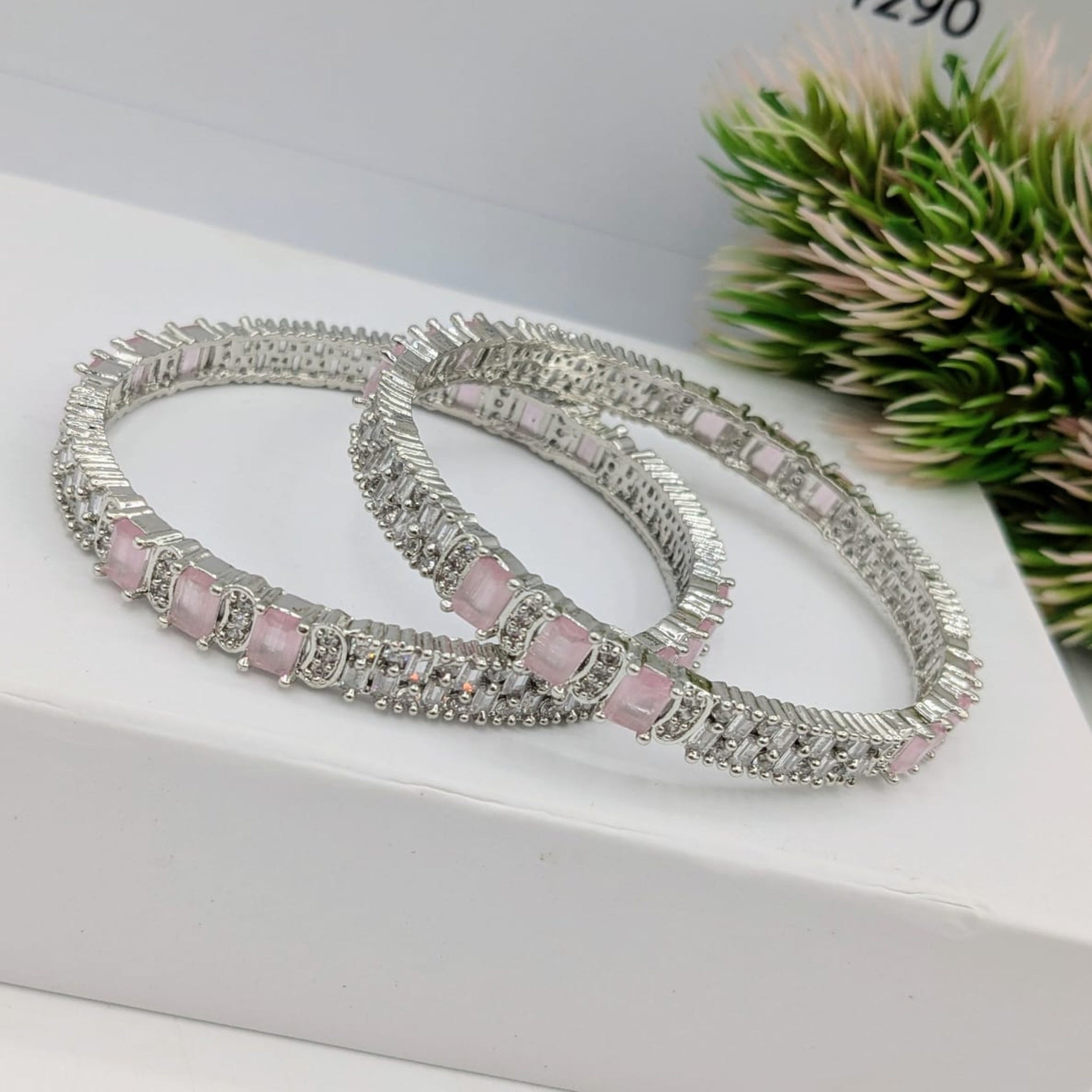 AD Silver Fancy Bangles 2 Pc (FSAB68)