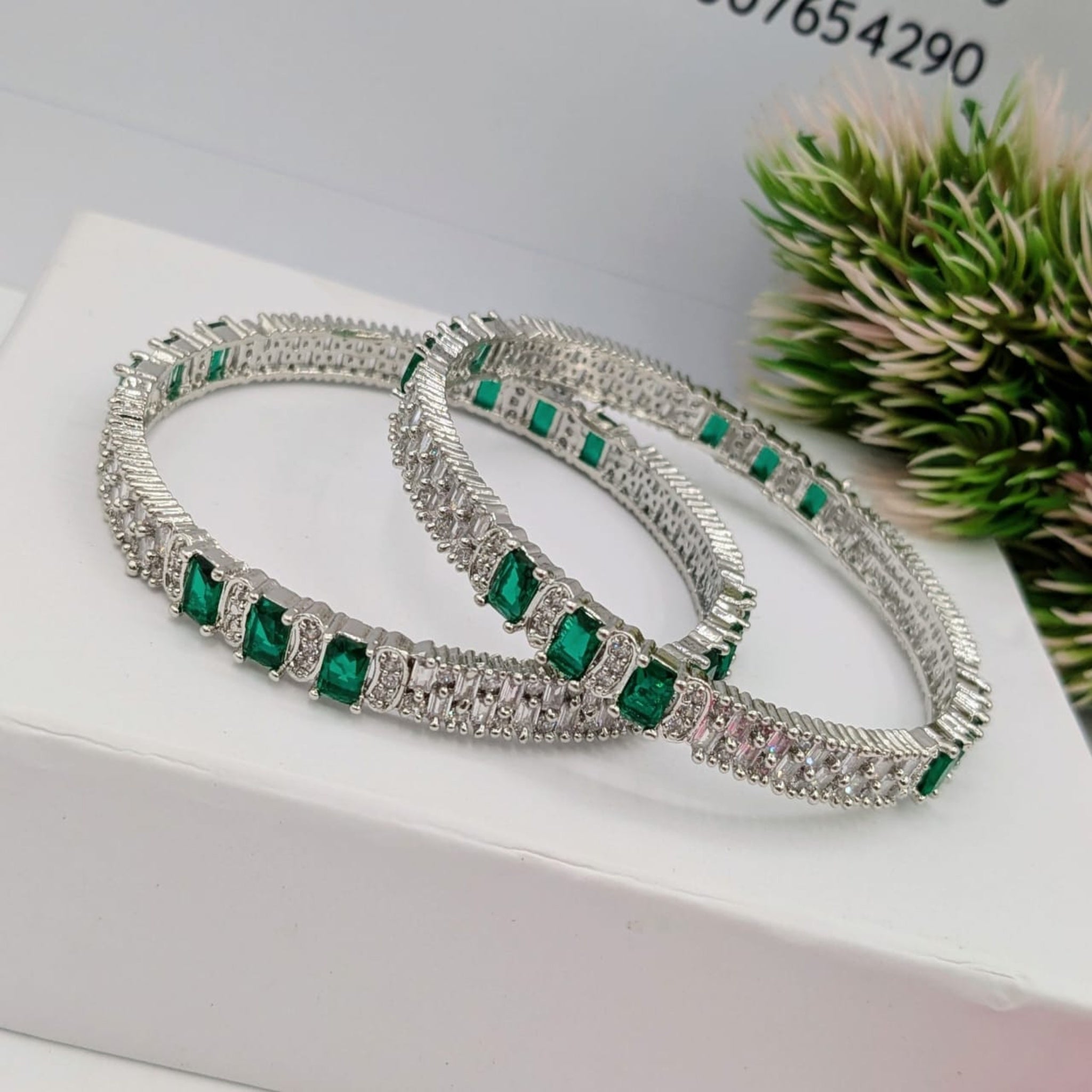 AD Silver Fancy Bangles 2 Pc (FSAB68)
