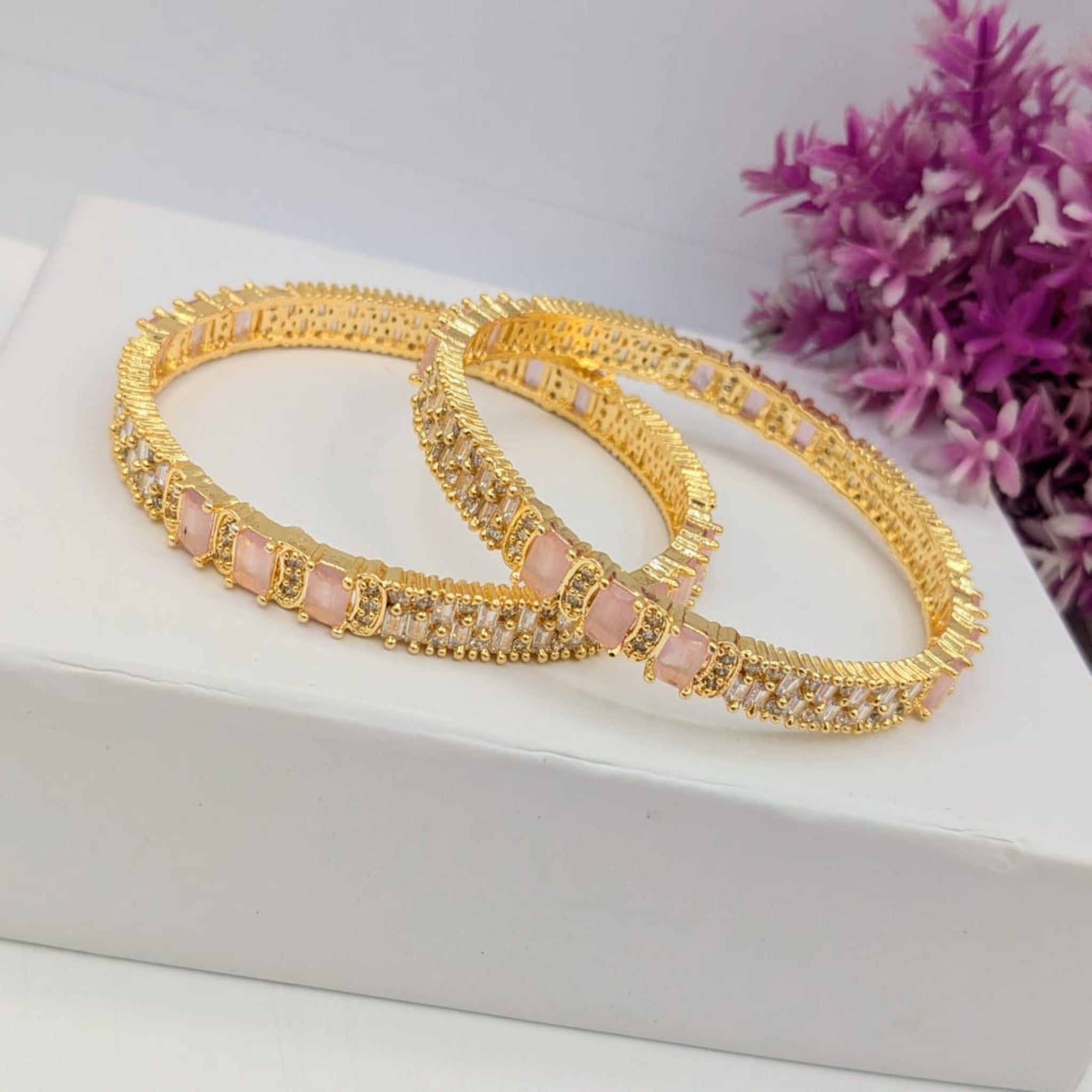 Golden AD Zircon Bangles (FSAB72)