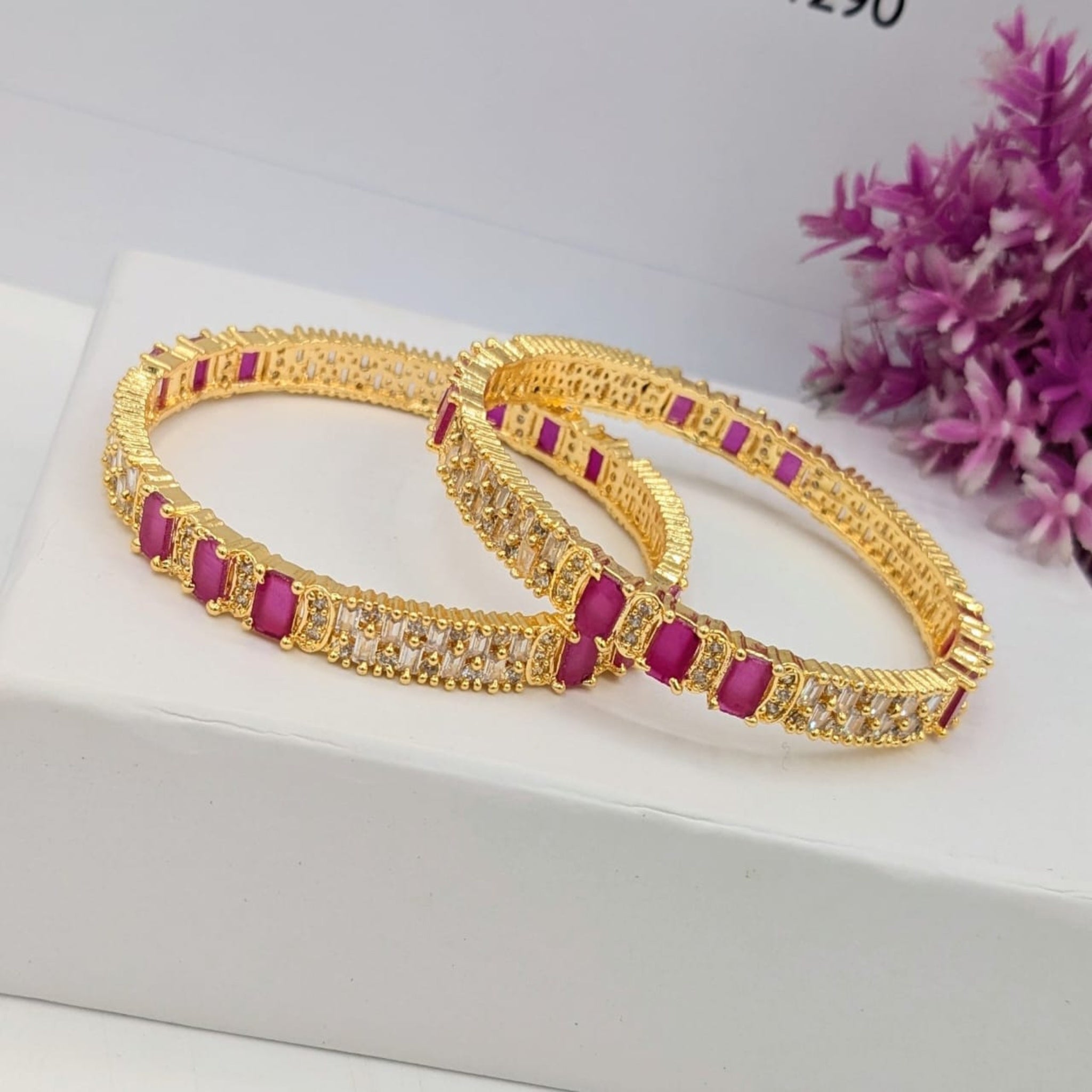 Golden AD Zircon Bangles (FSAB72)