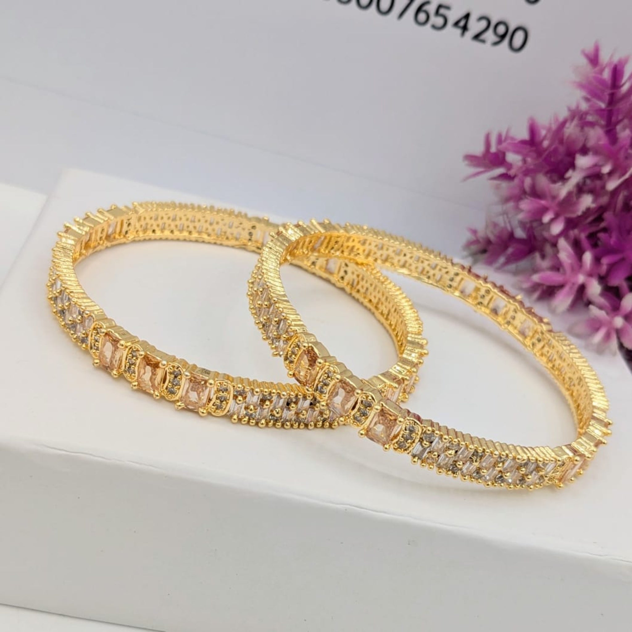 Golden AD Zircon Bangles (FSAB72)