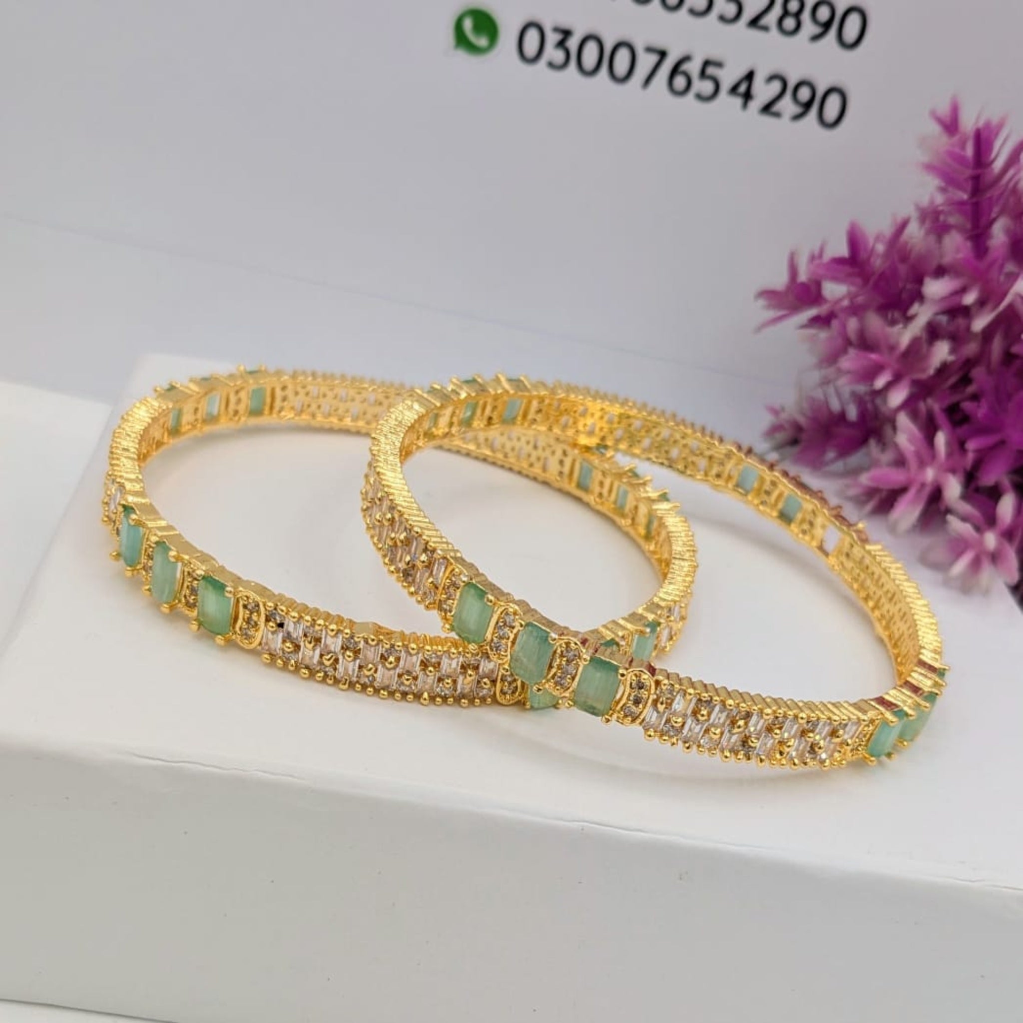 Golden AD Zircon Bangles (FSAB72)