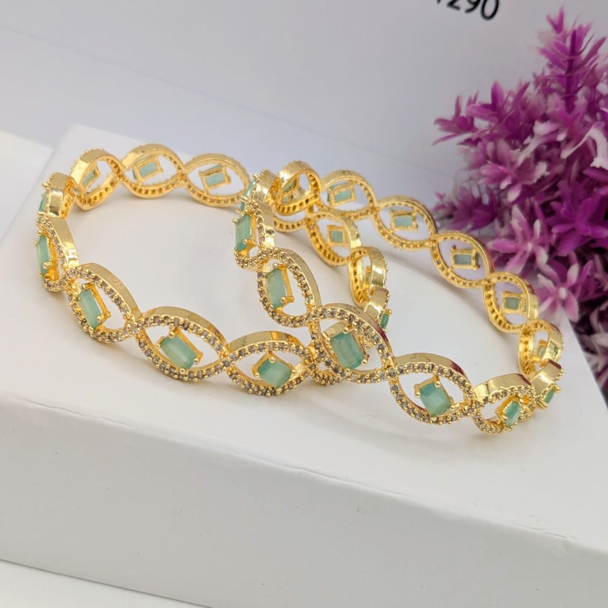 Delicate Golden AD Bangles (FSAB71)