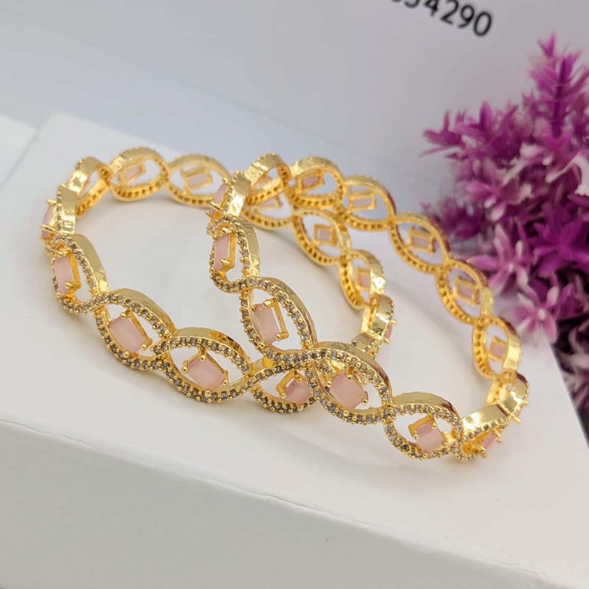 Delicate Golden AD Bangles (FSAB71)