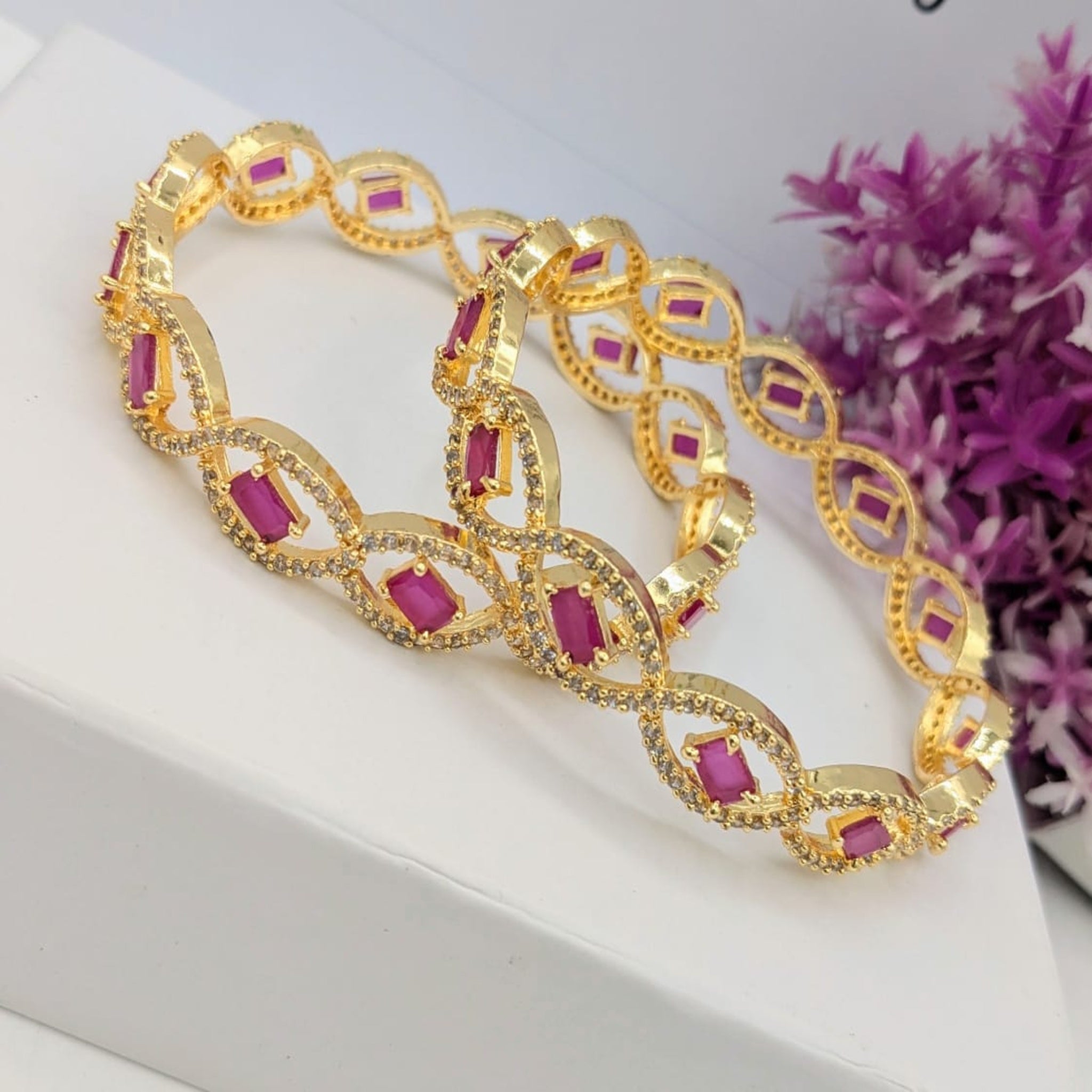 Delicate Golden AD Bangles (FSAB71)